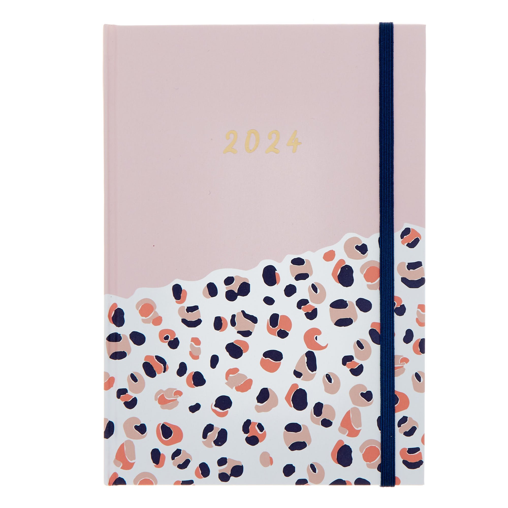 A5 Pink Leopard Print Week on 2 Pages 2024 Diary