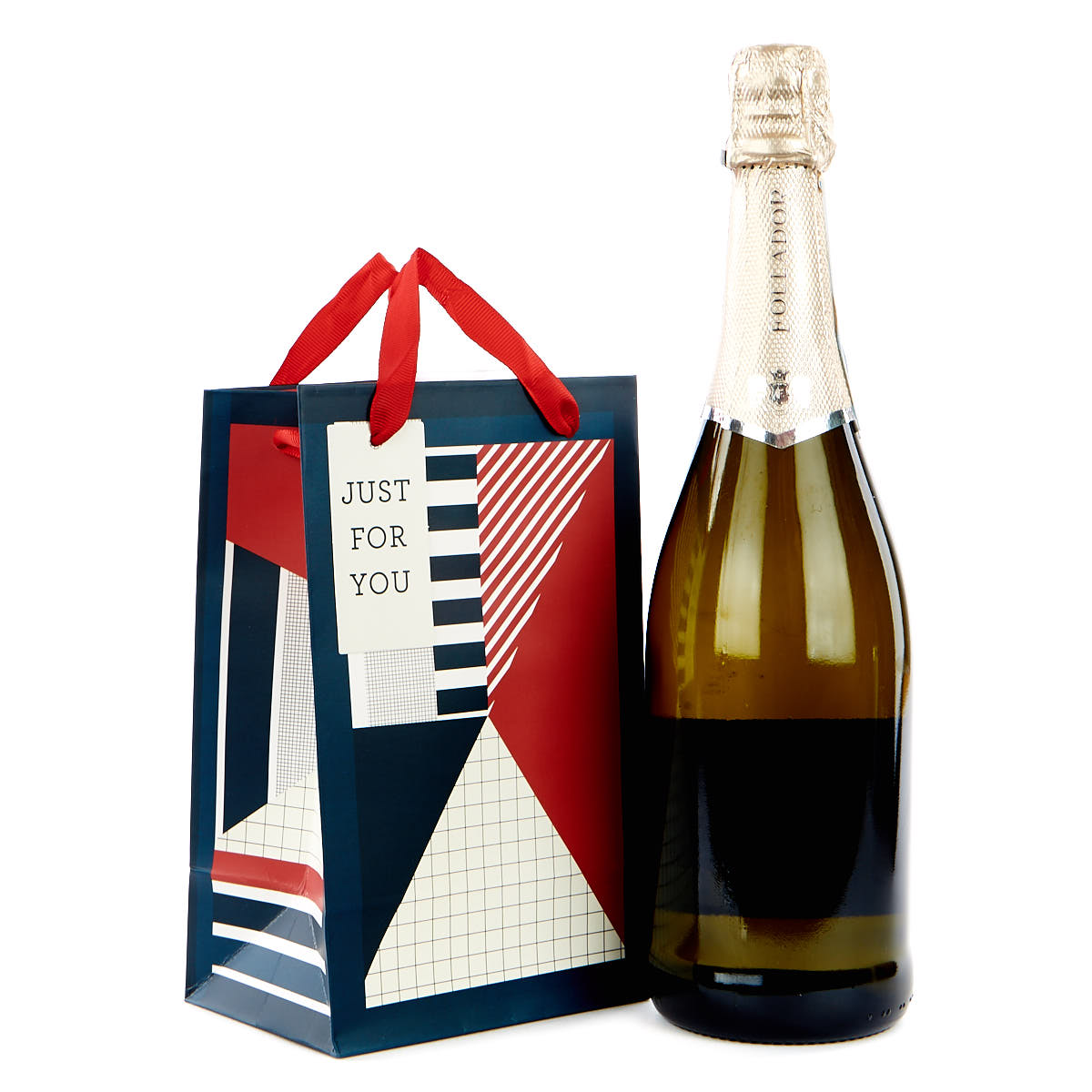 Small Geometric Blue & Red Gift Bag