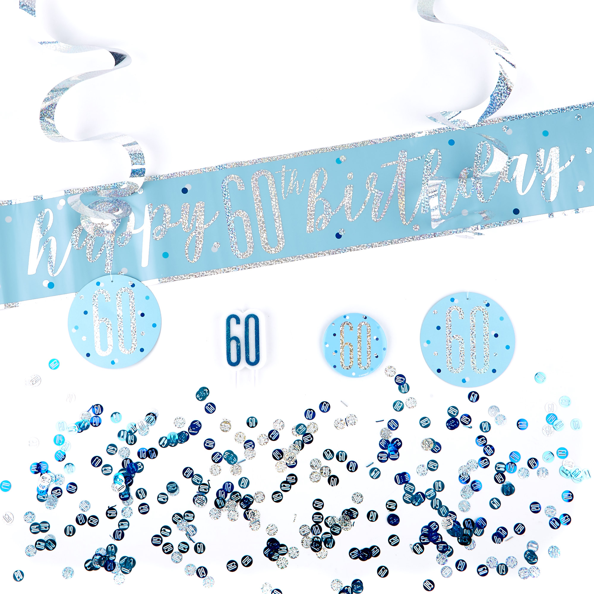 Blue 60th Birthday Party Accessories Kit - 11 Piece