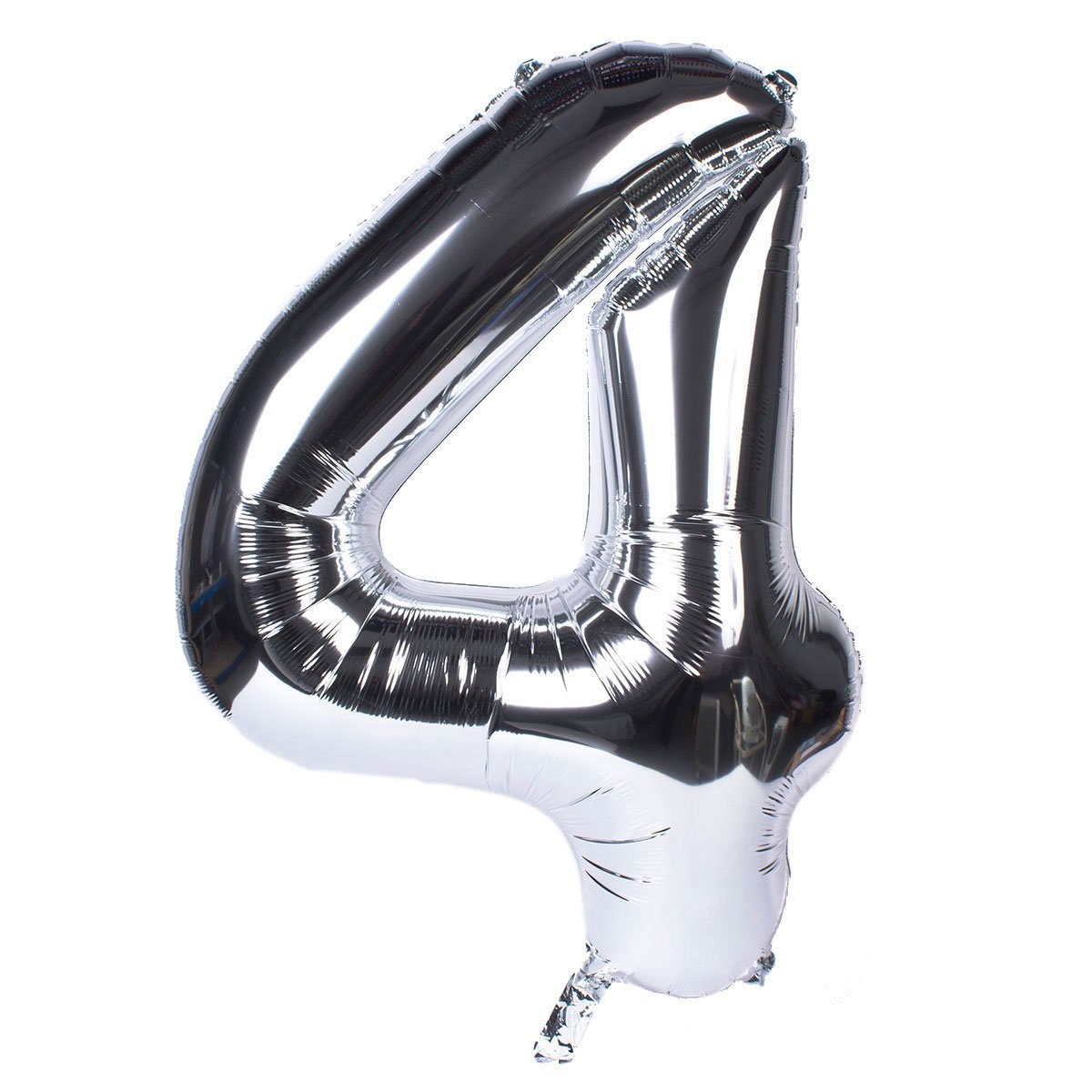 Silver Number 4 Foil Giant Helium Balloon - Uninflated