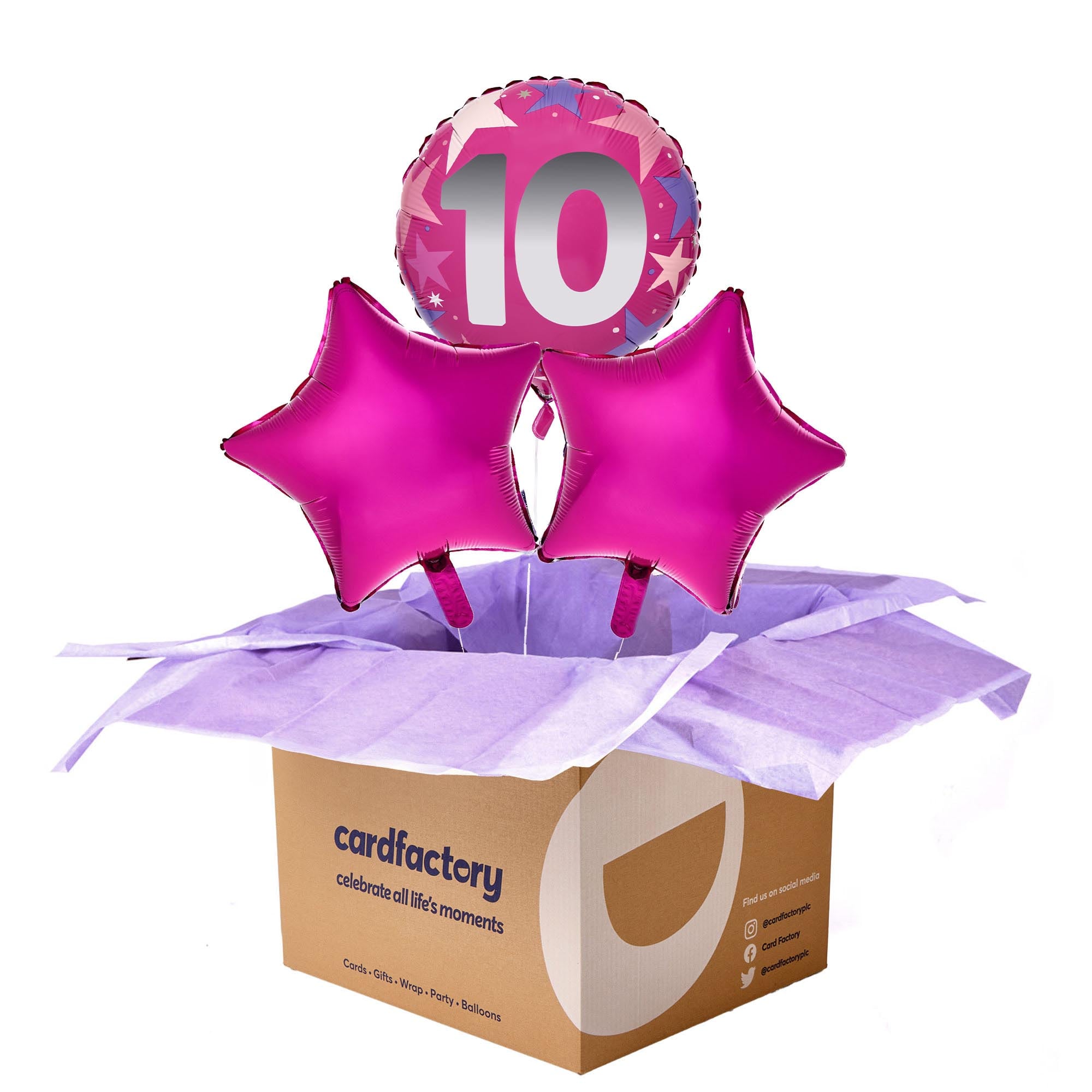 Pink 10th Birthday Balloon Bouquet - Delivered Inflated!