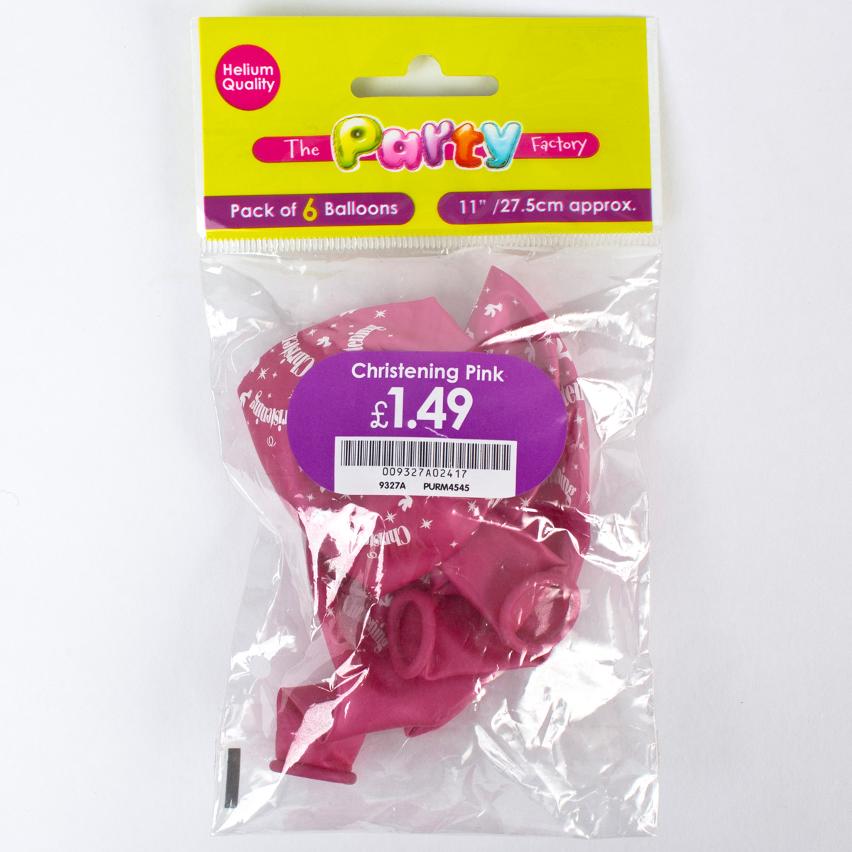 Metallic Pink Christening Latex Balloons - Pack Of 6