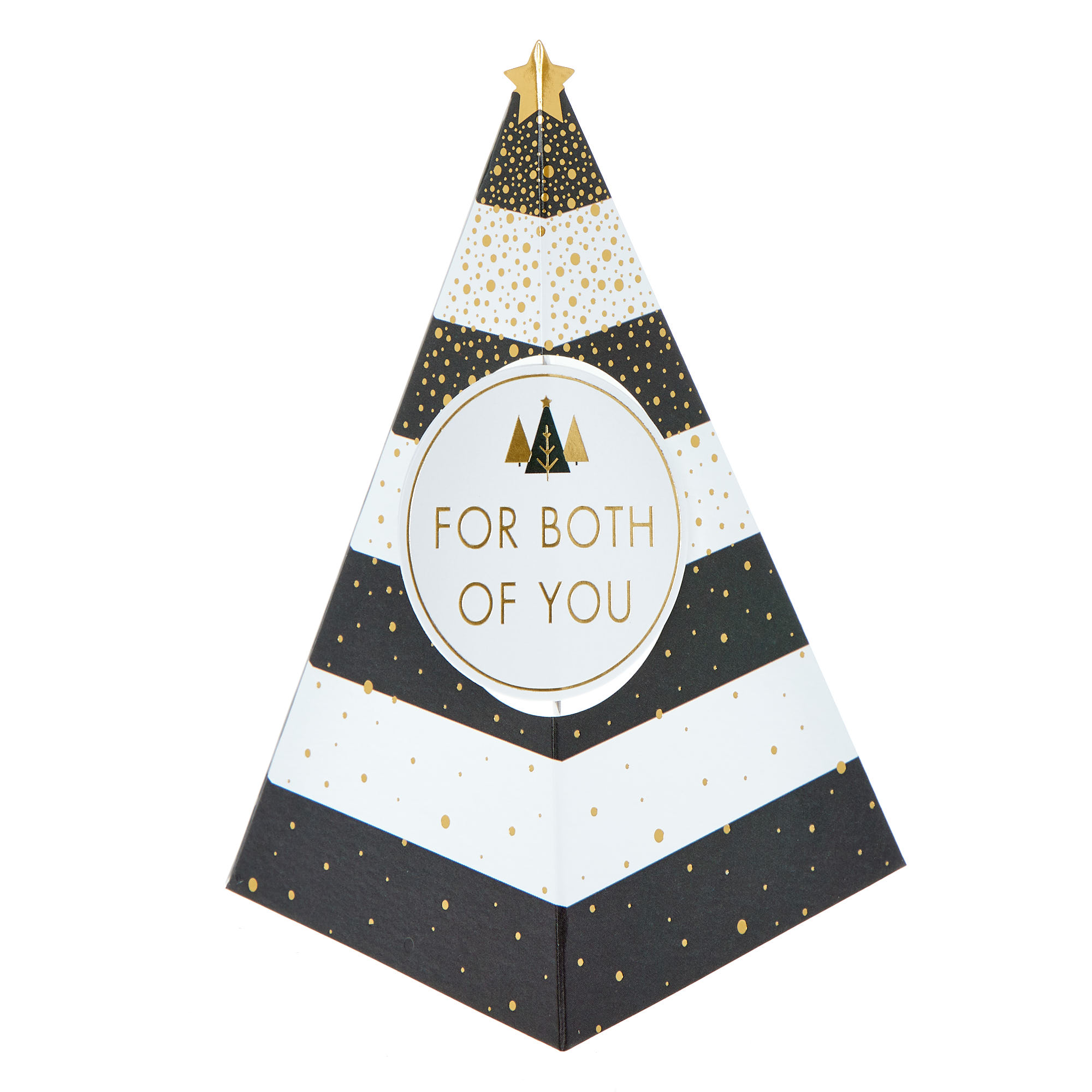 For Both Of You Striped Tree 3D Christmas Card