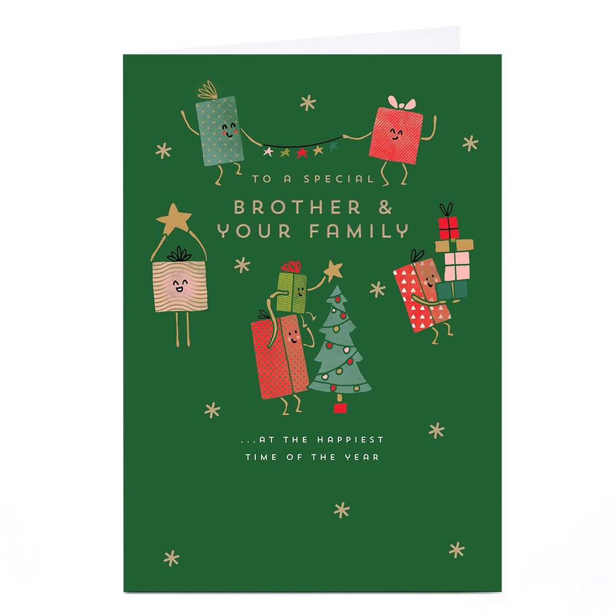 Christmas Card - Cheerful Presents, Brother & Your Family