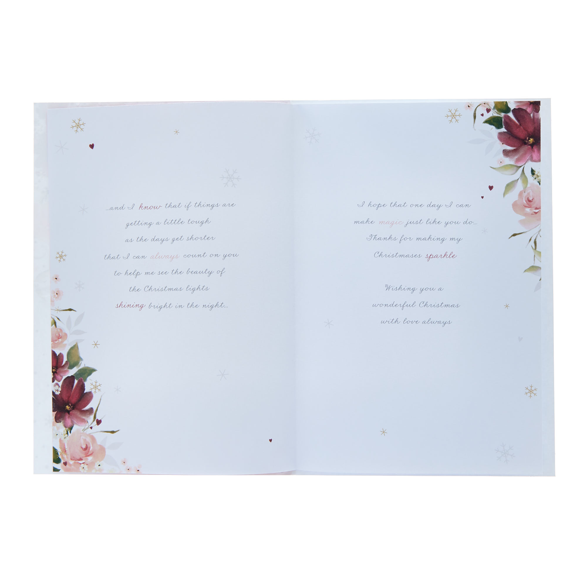 Mam From Daughter Floral Verse Christmas Card