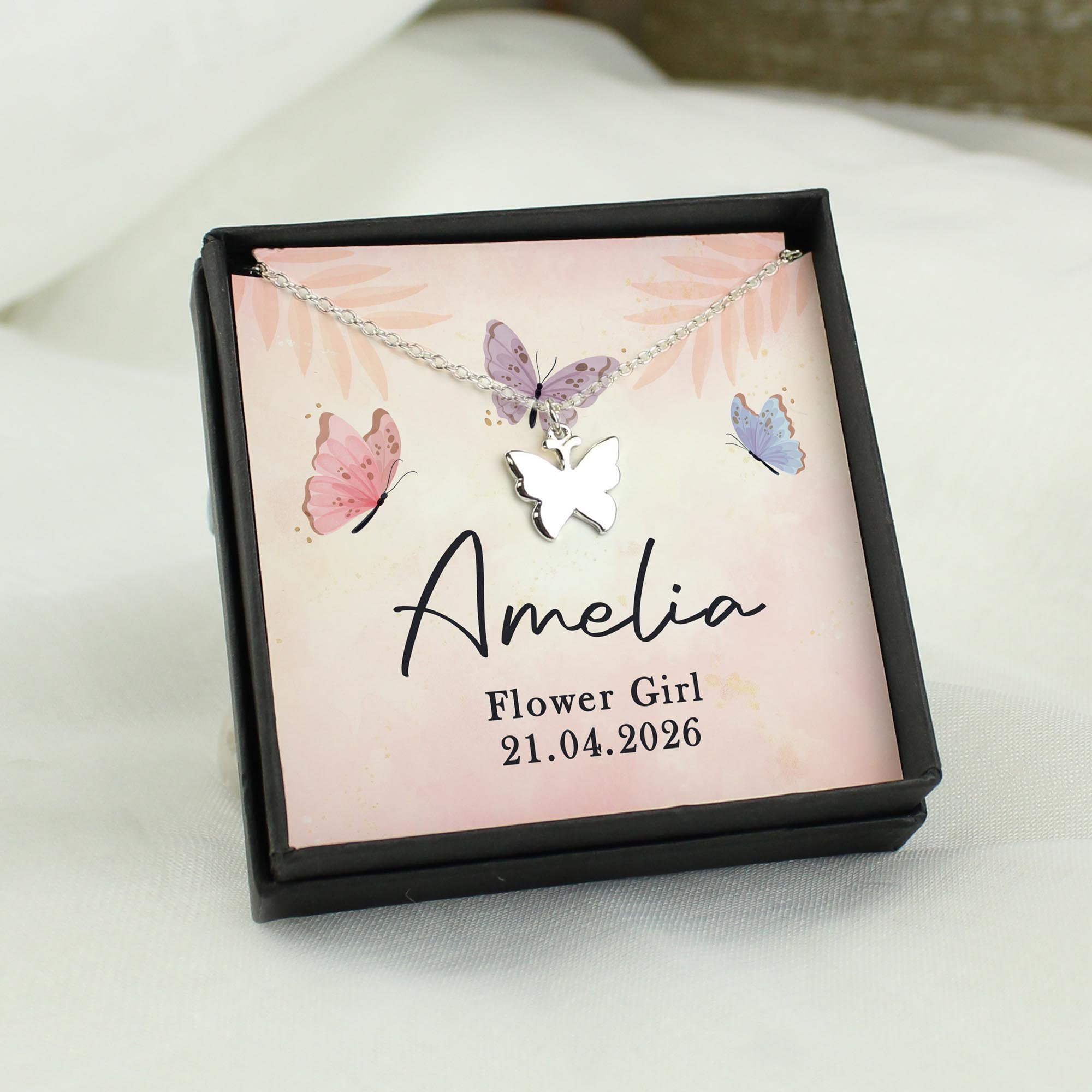 Personalised Sentiment Card & Butterfly Necklace