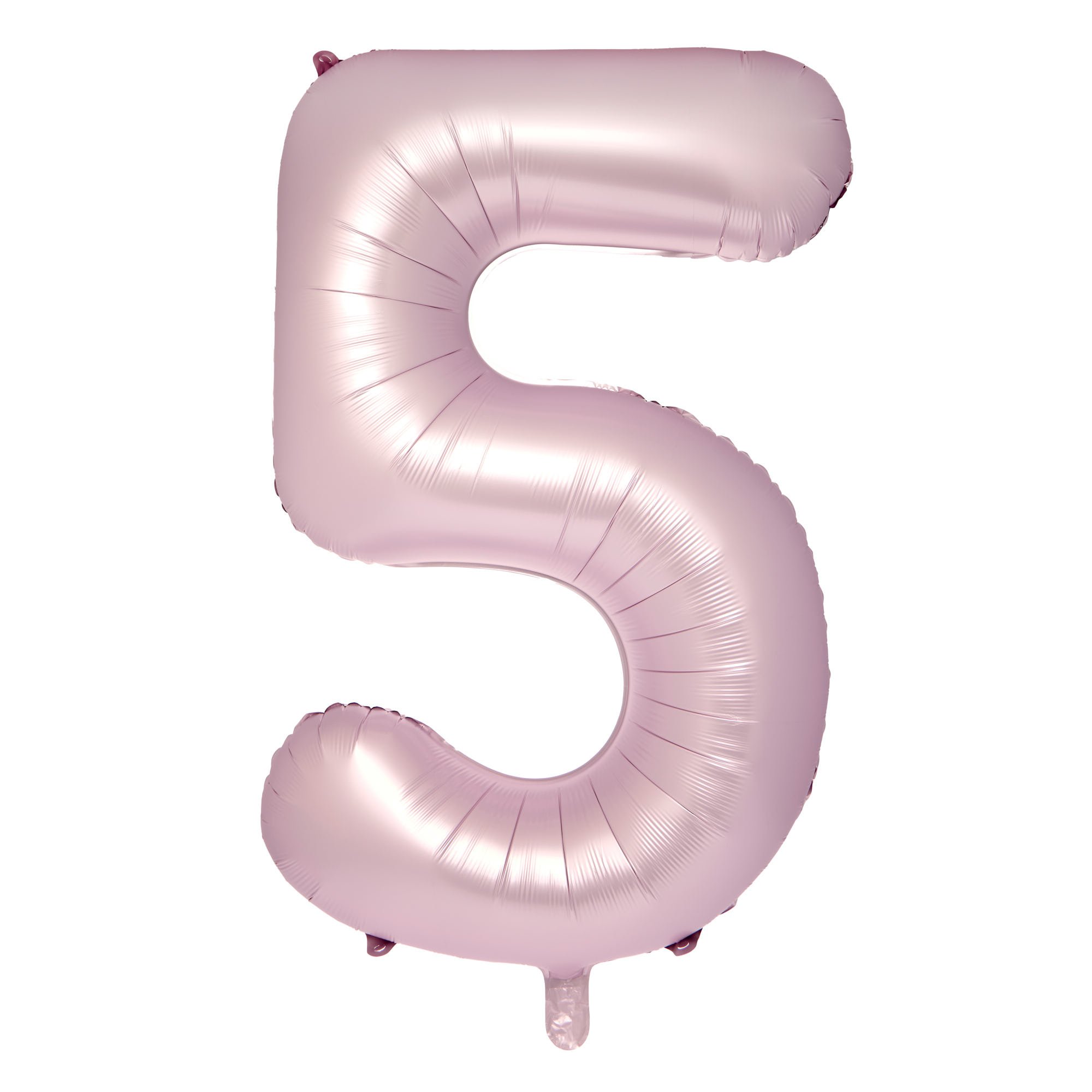 Large 34-Inch Pale Pink Foil Helium Number 5 Balloon - Uninflated