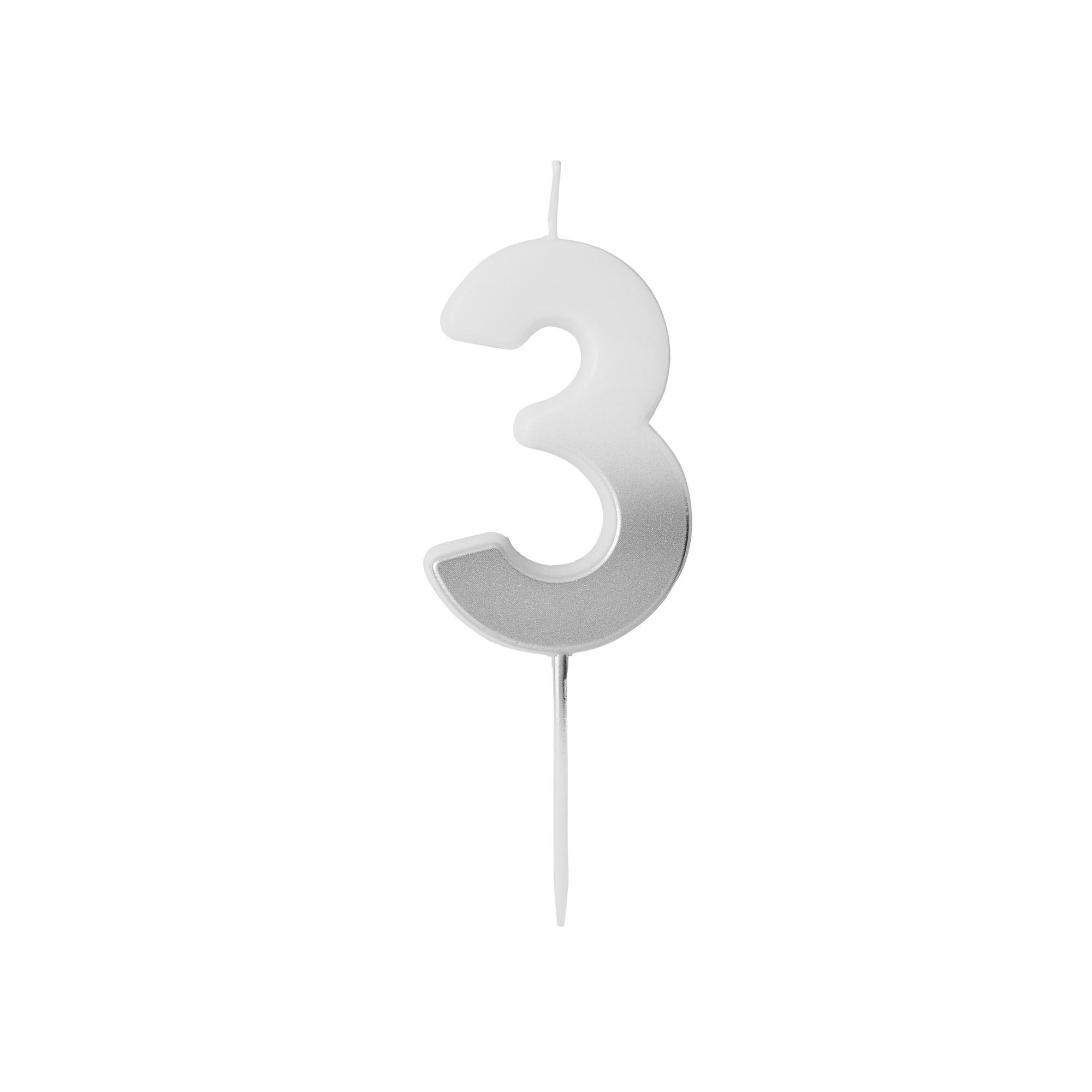 Silver Ombre Number Cake Candle (0-9)