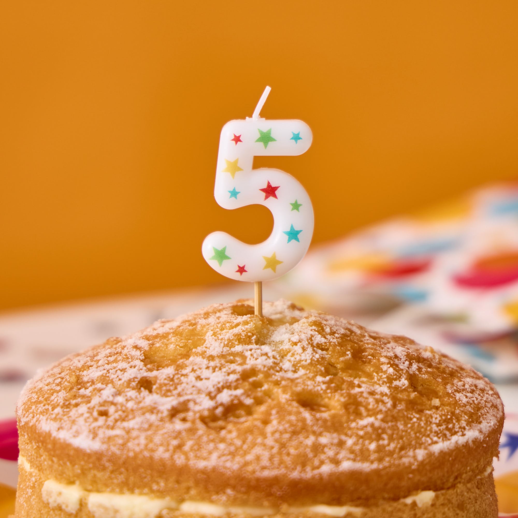 Star Print Number 5 Cake Candle
