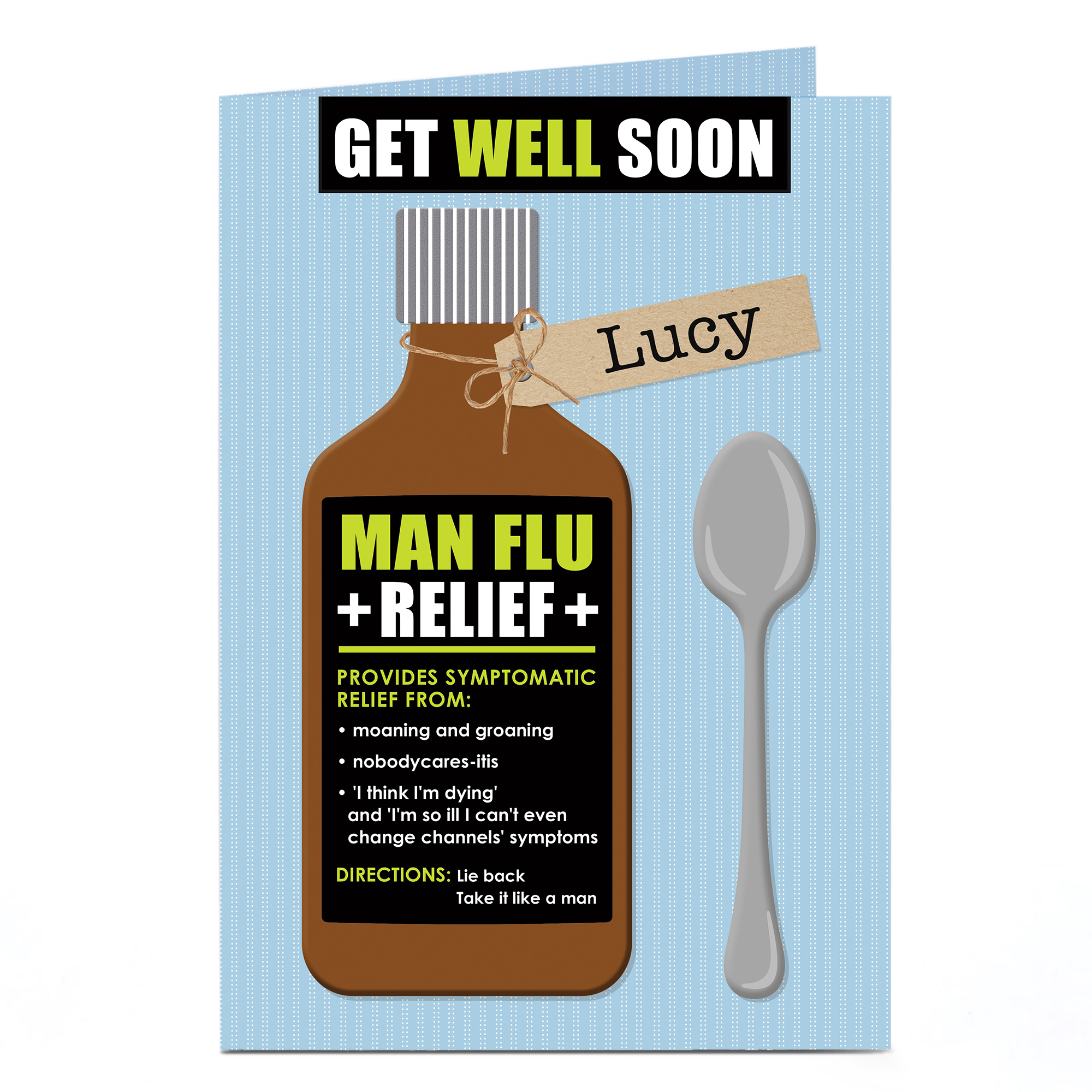 Buy Personalised Get Well Soon Card Man Flu Relief for GBP 1.79