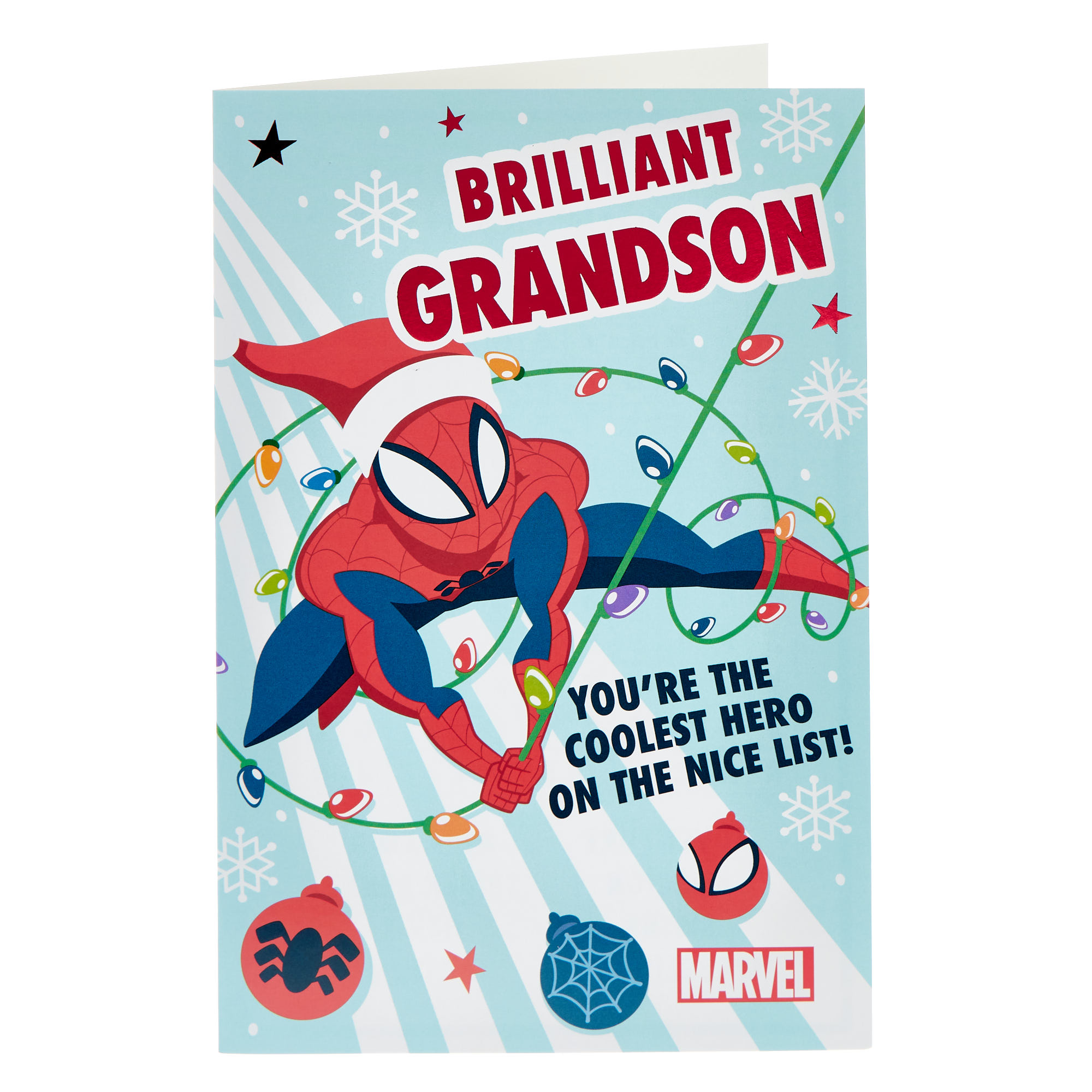 Grandson Spider-Man Christmas Card With Wordsearch