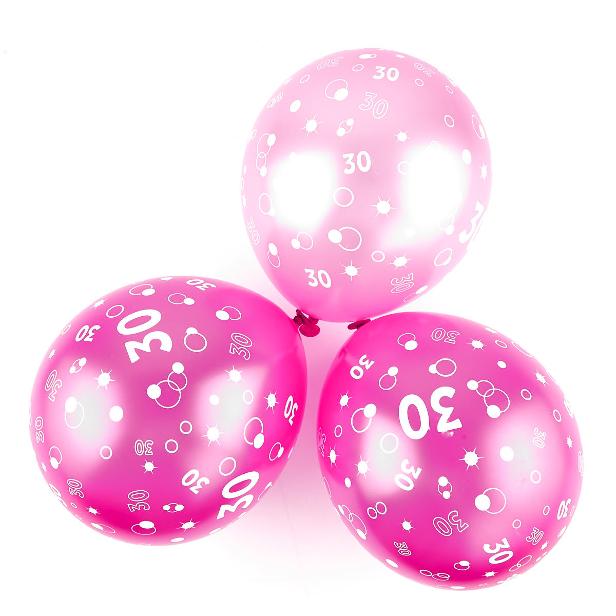 Metallic Pink Circles 30th Birthday Helium Latex Balloons - Pack Of 6
