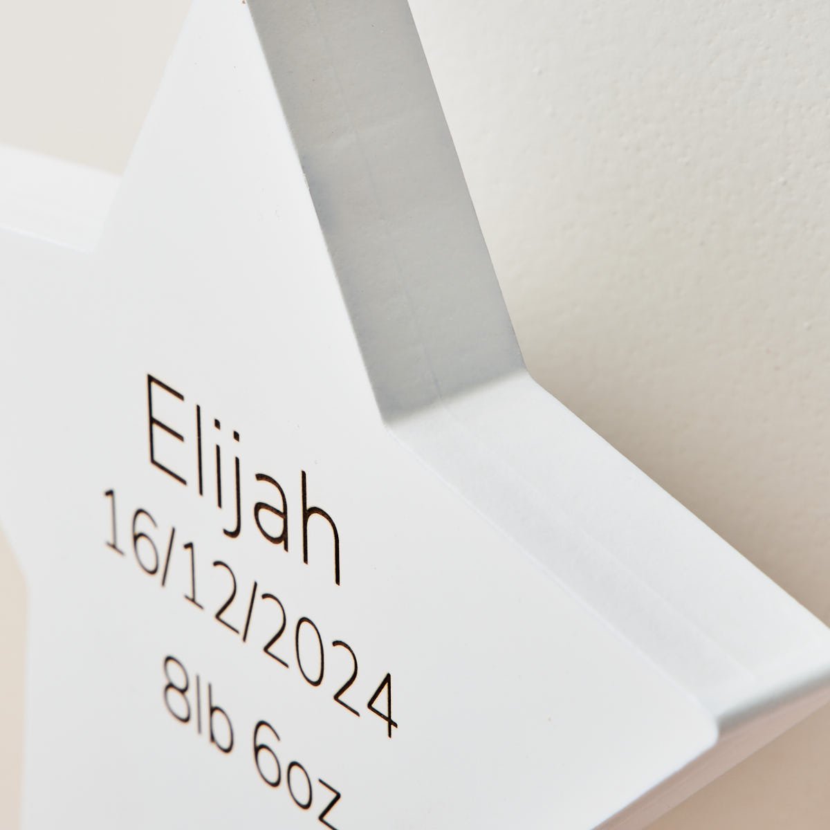 Personalised New Born Wooden Star Decoration