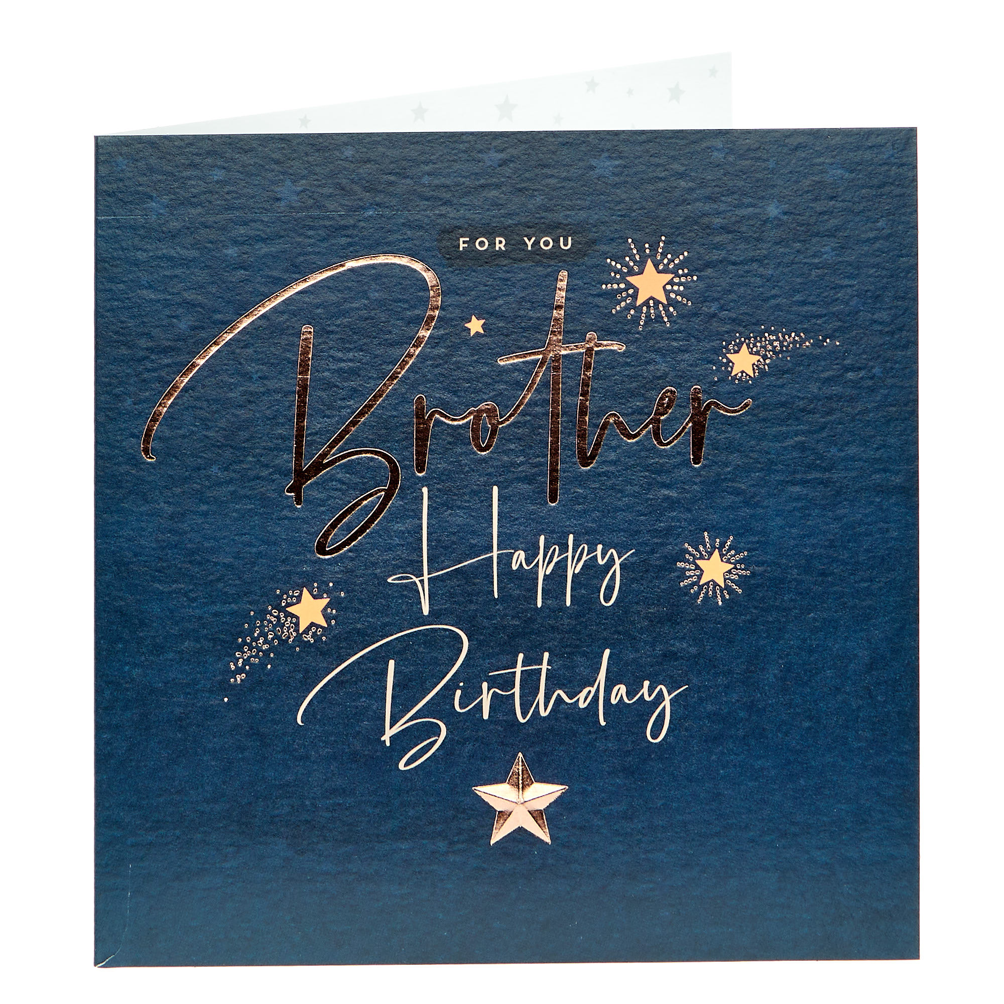 Brother For You Navy & Bronze Birthday Card