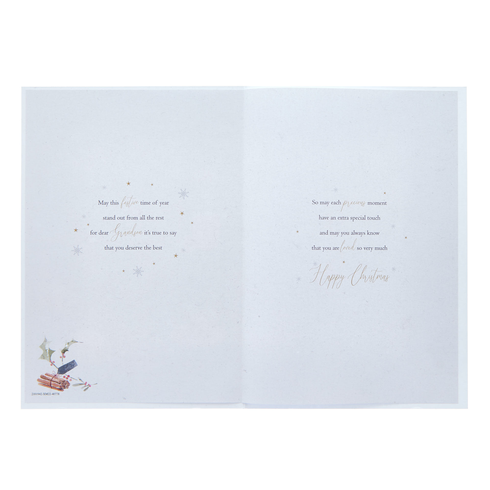 Grandson Festive Food Christmas Card
