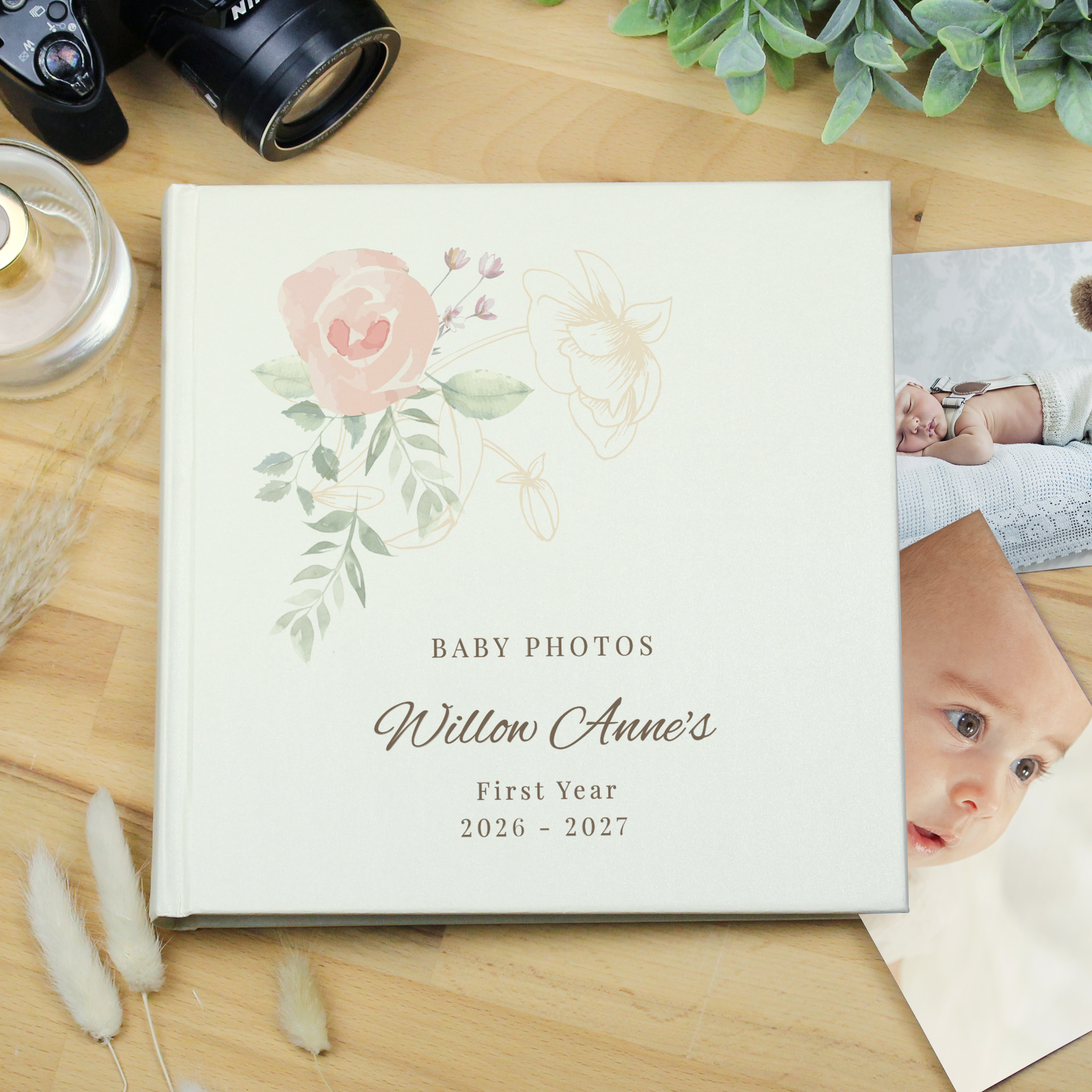 Personalised Floral Square Photo Album
