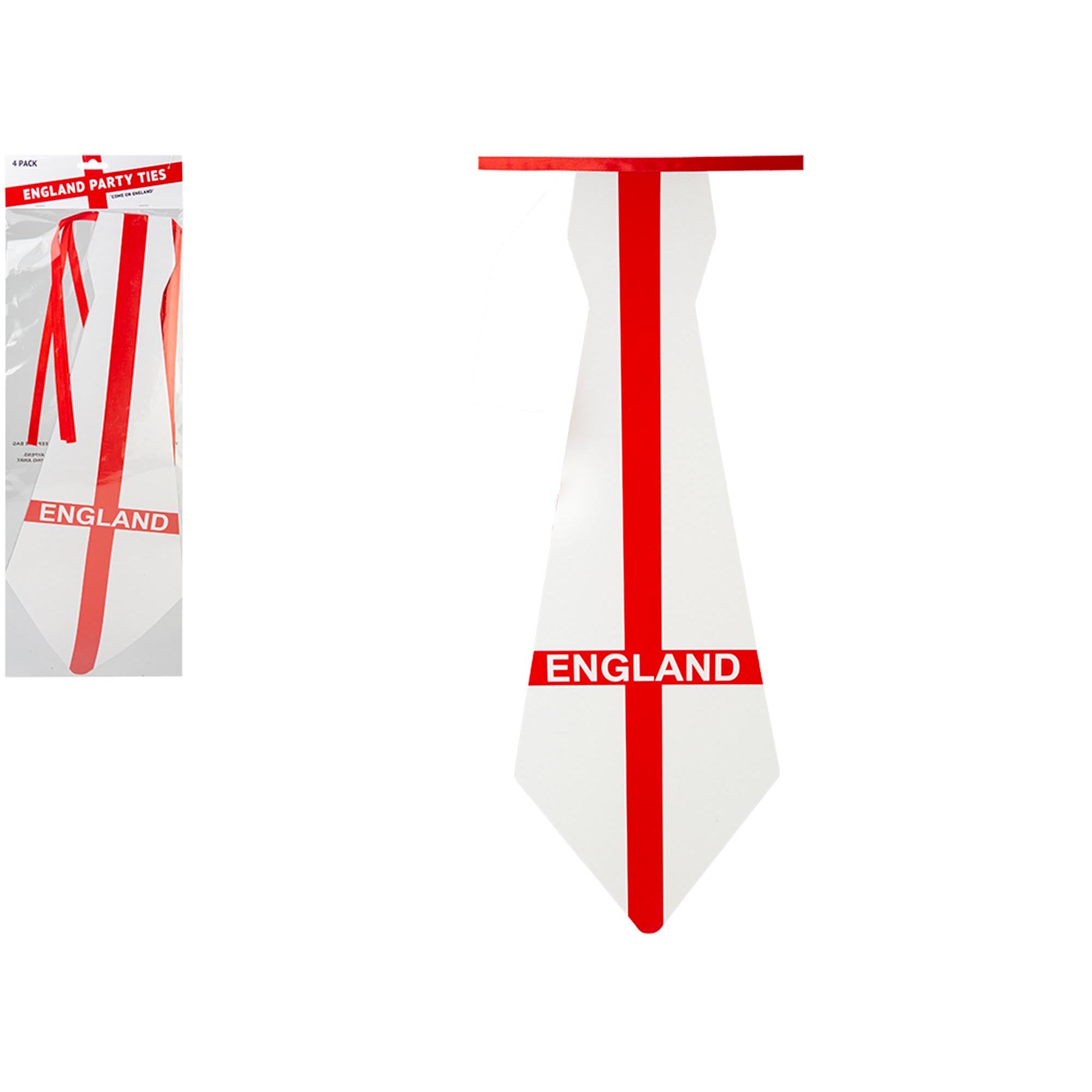 England Party Ties - Pack of 4