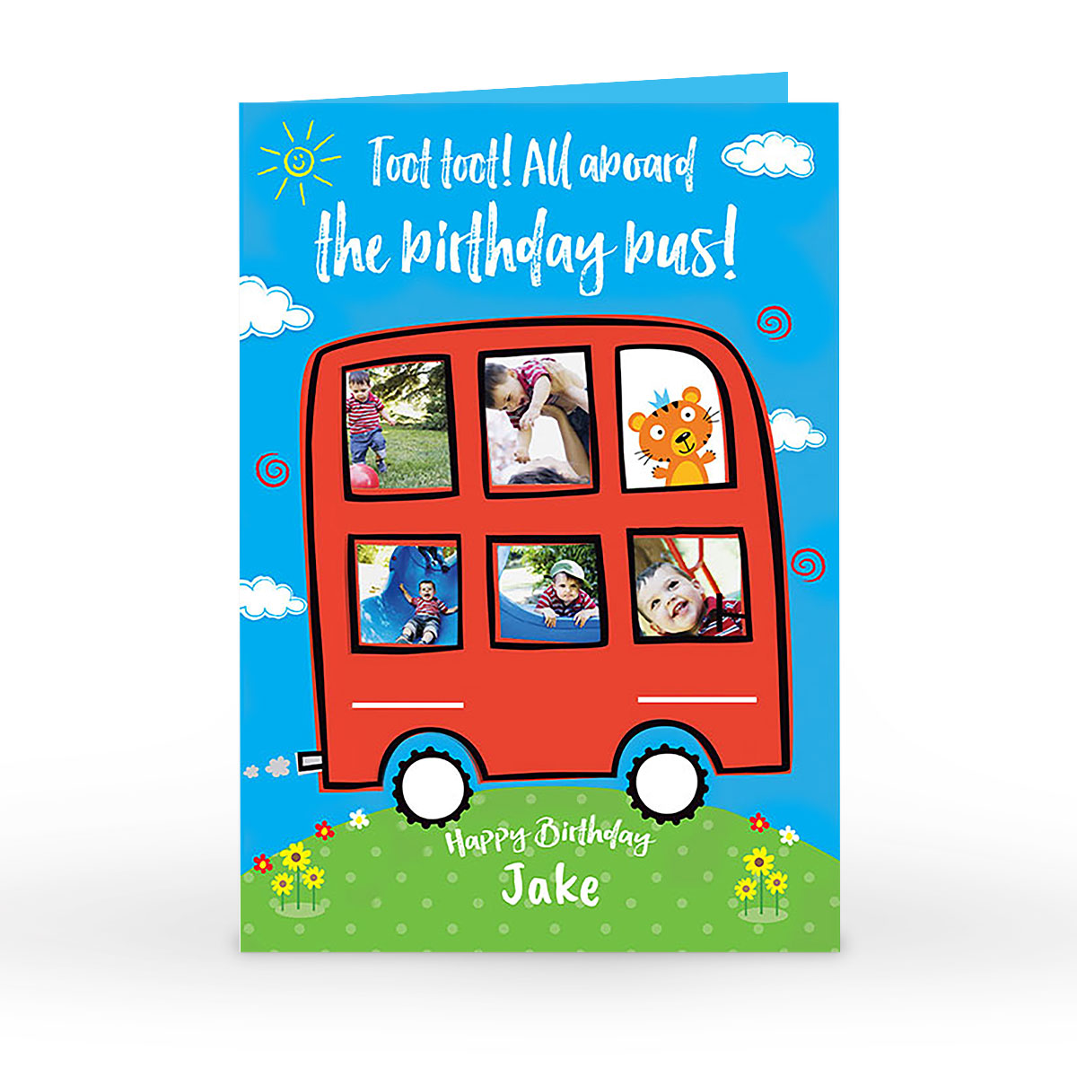 Photo Birthday Card - All Aboard The Birthday Bus