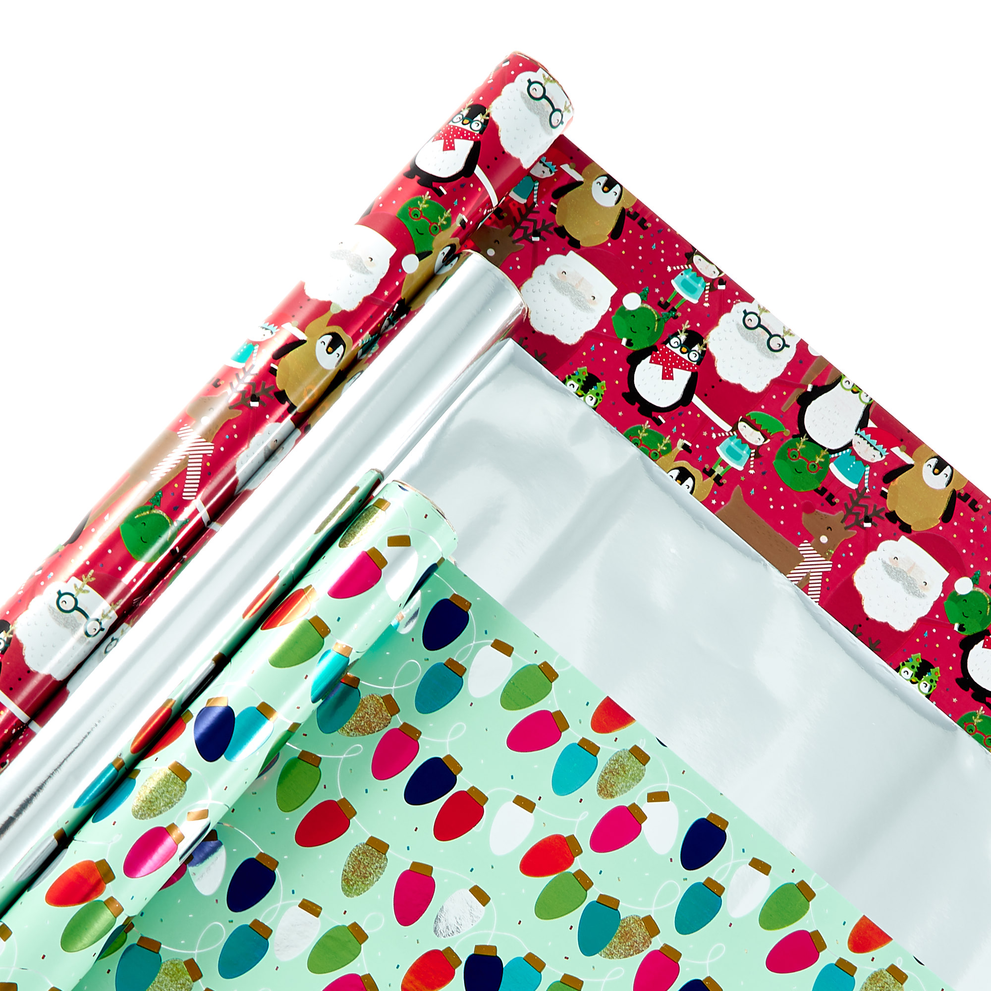 Festive Characters Christmas Wrapping Paper Rolls - Pack Of 3