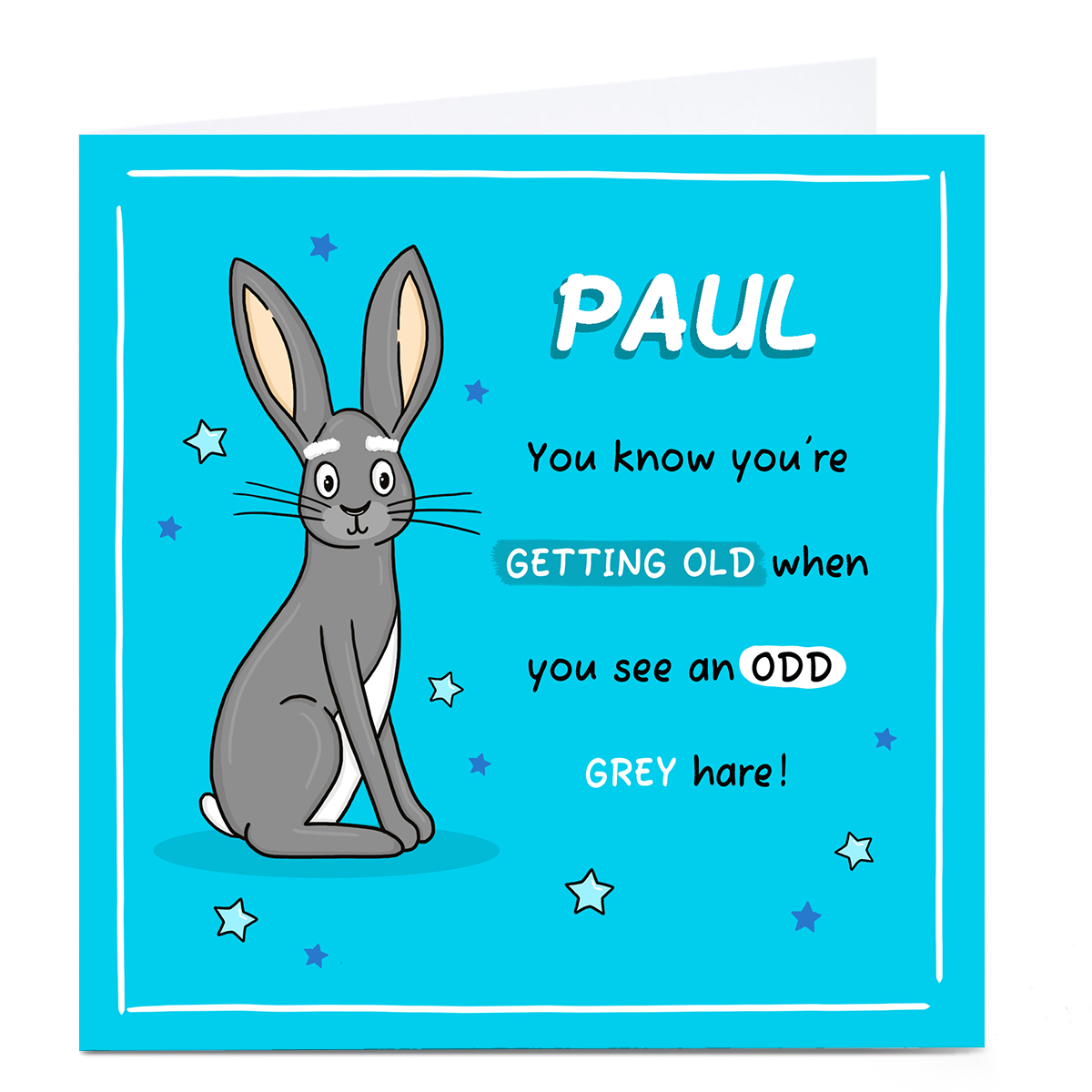 Personalised Birthday Card - Odd Grey Hare