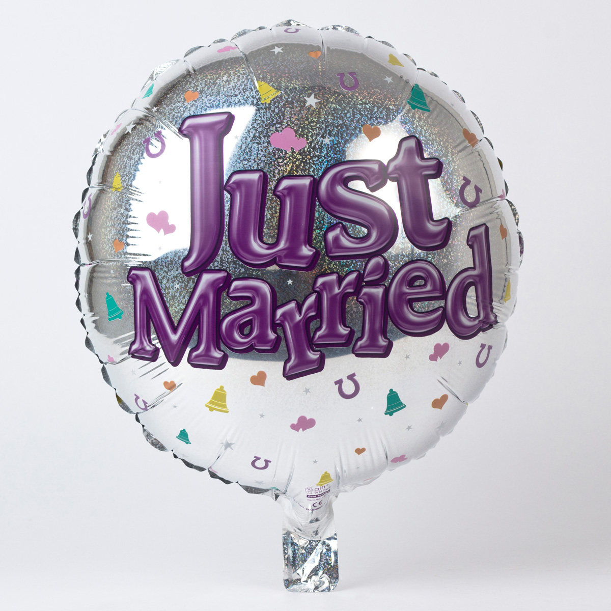 Silver Just Married Foil Helium Balloon