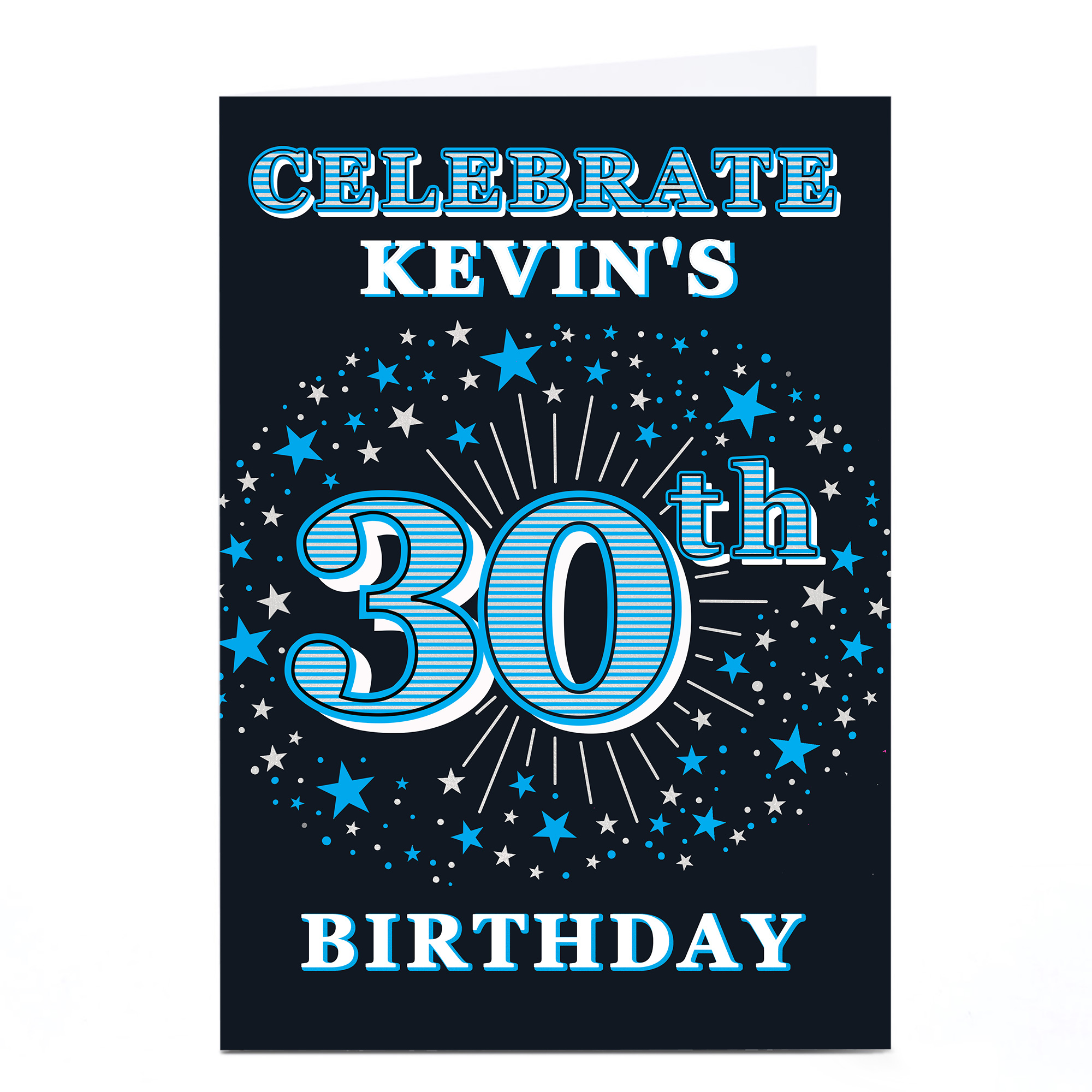 Personalised 30th Birthday Invitation - Blue Stars