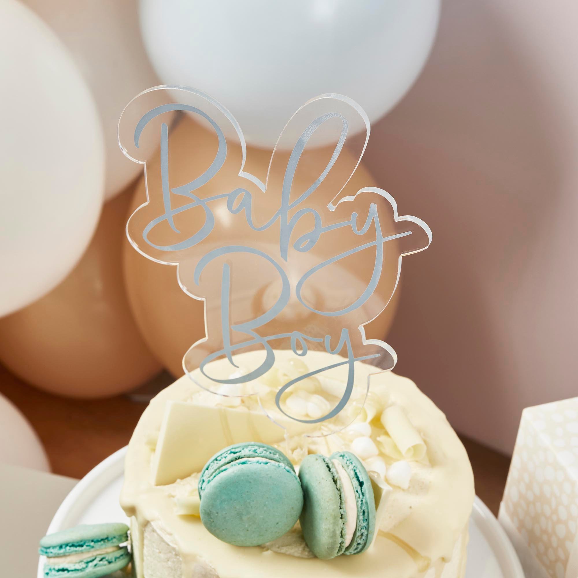 Blue Baby Boy Acrylic Cake Topper