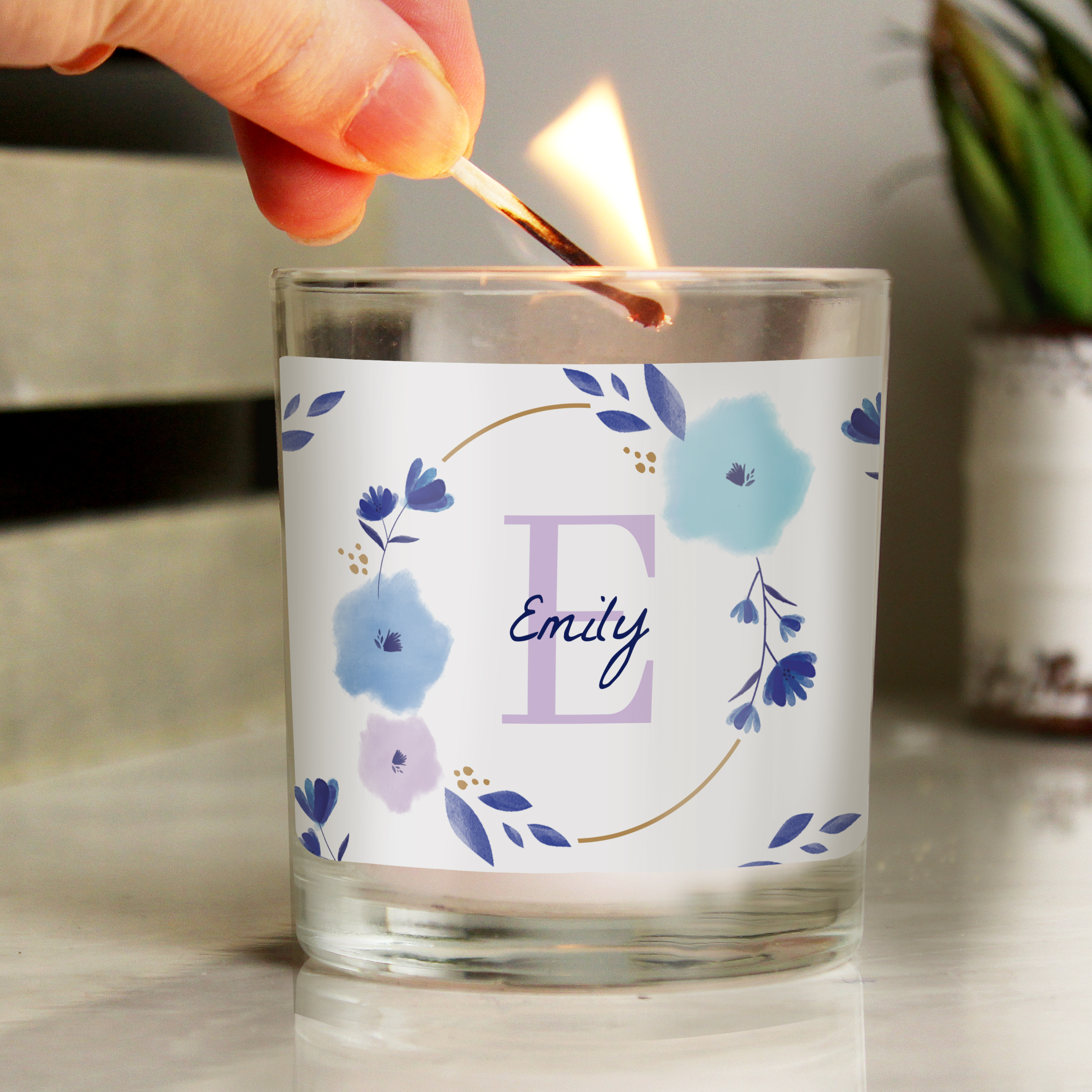 Personalised Floral Initial Small Candle Jar