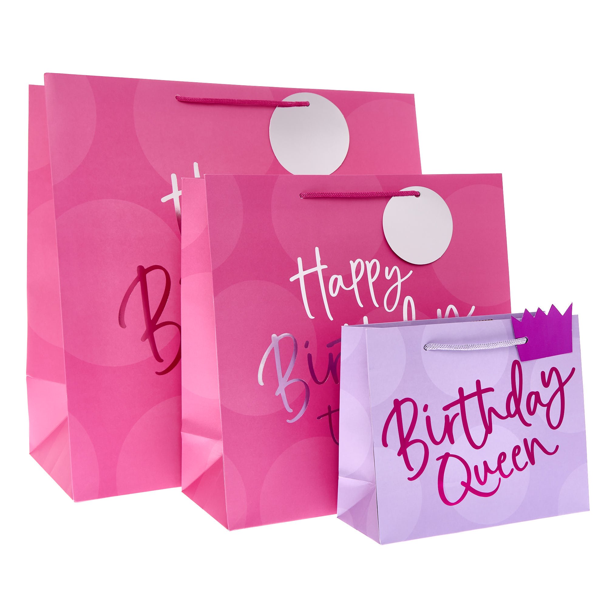 Pink Happy Birthday Gift Bags - Multipack of 3