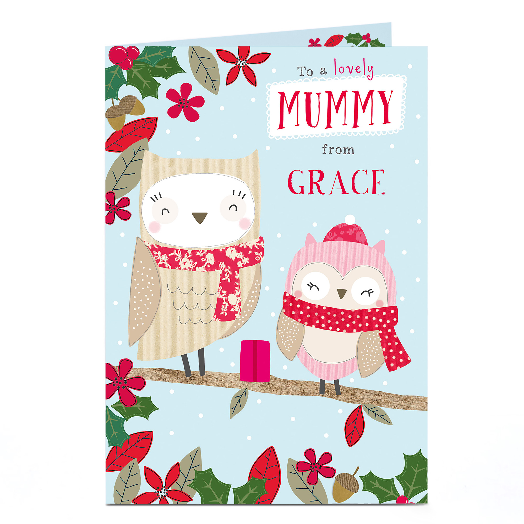 Personalised Christmas Card - Lovely Mummy And Baby Owl
