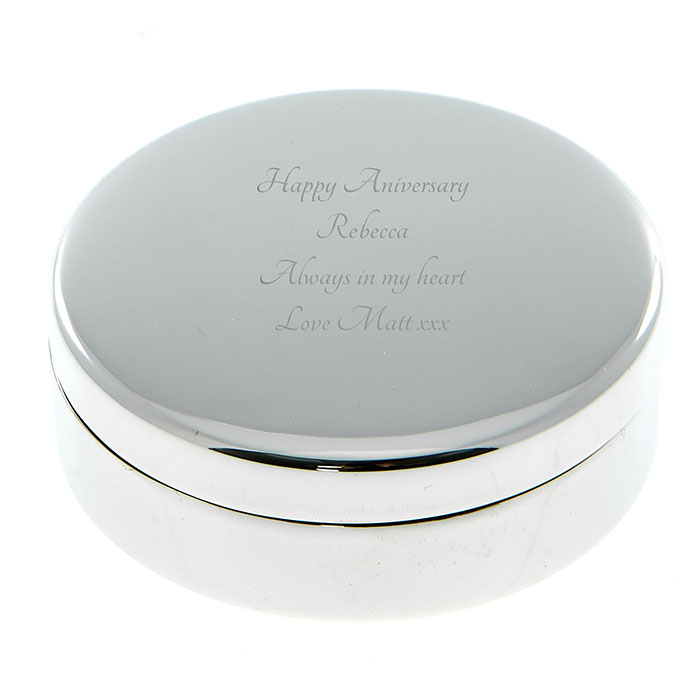 Personalised Engraved Circular Trinket Box