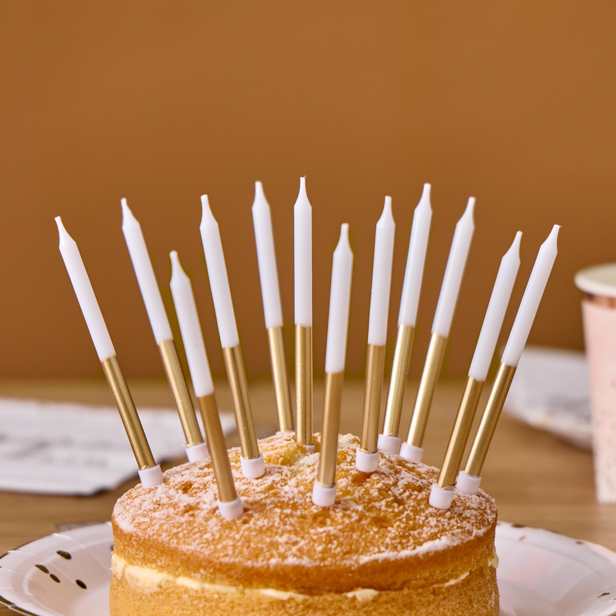 Gold Metallic Cake Candles - Pack of 24