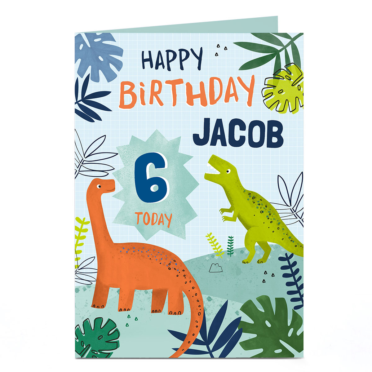 Personalised Birthday Card - Dinosaurs, Editable Age