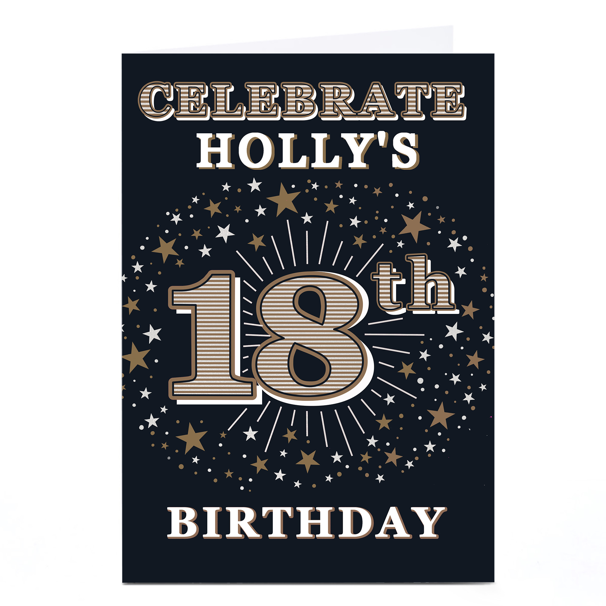 Personalised 18th Birthday Invitation - Gold Stars