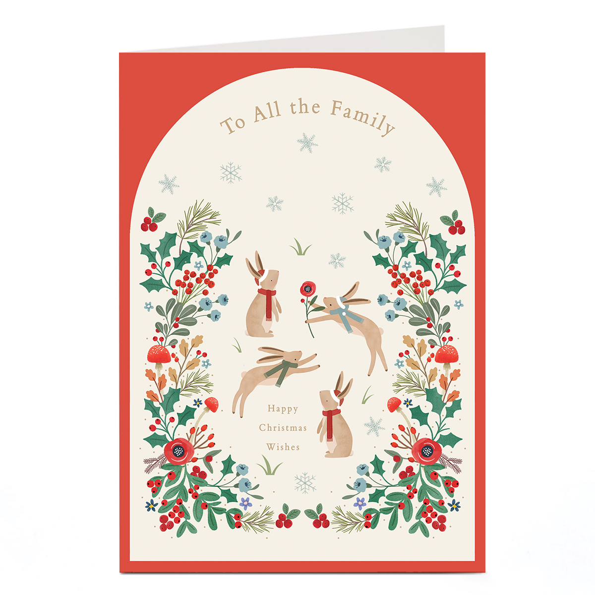 Christmas Card - Leaping Rabbits, To All The Family