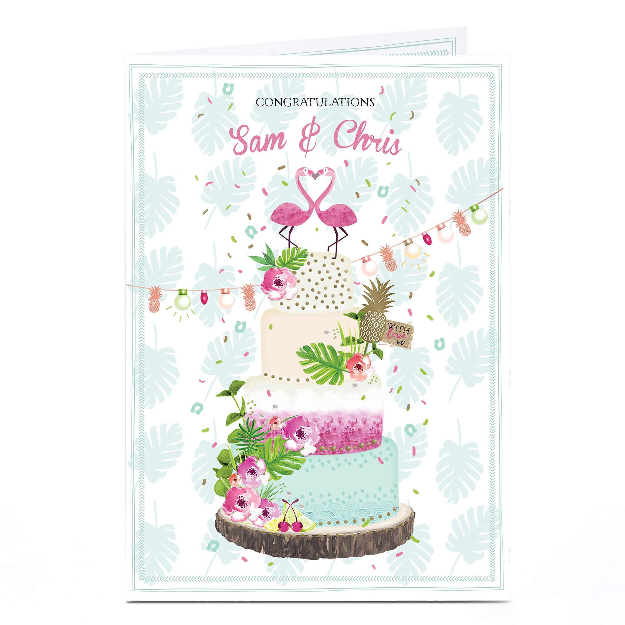 Personalised Wedding Card - Tropical Cake