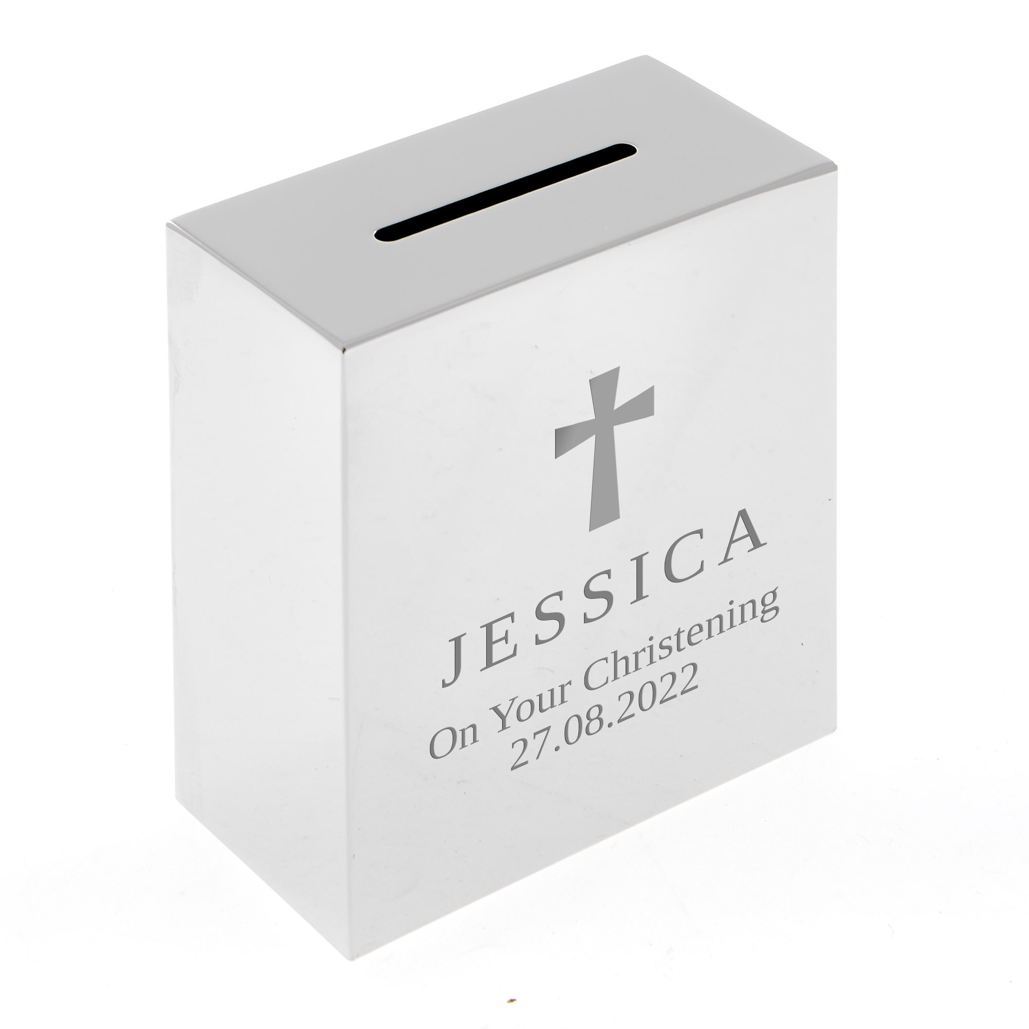 Personalised Engraved Silver Plated Money Box - Christening