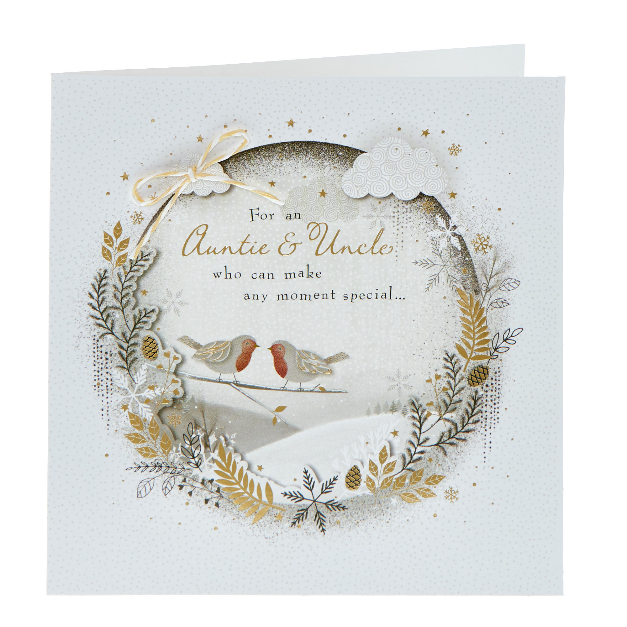 Auntie & Uncle Robins Wreath Christmas Card