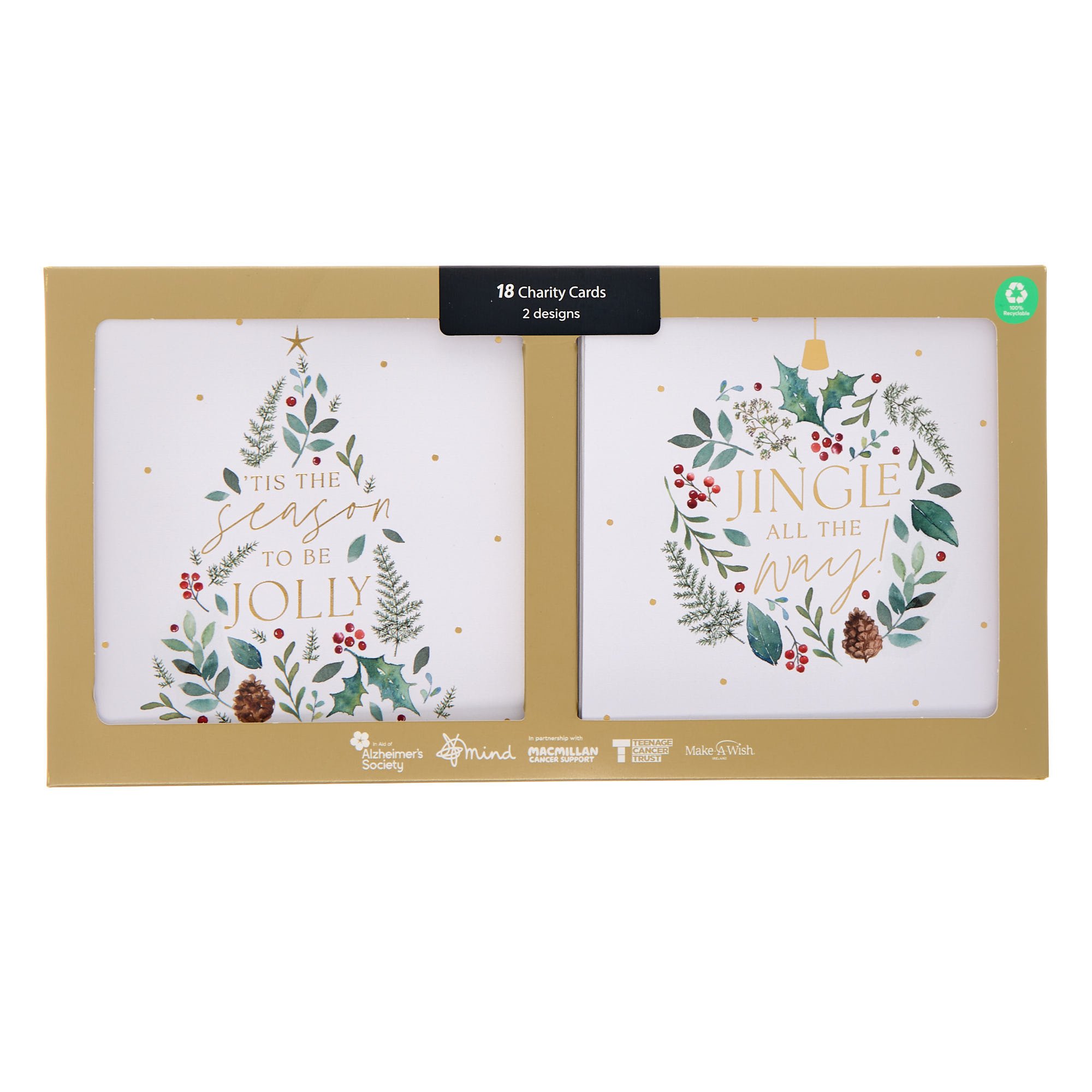 18 Charity Christmas Cards - Tree & Bauble (2 Designs)