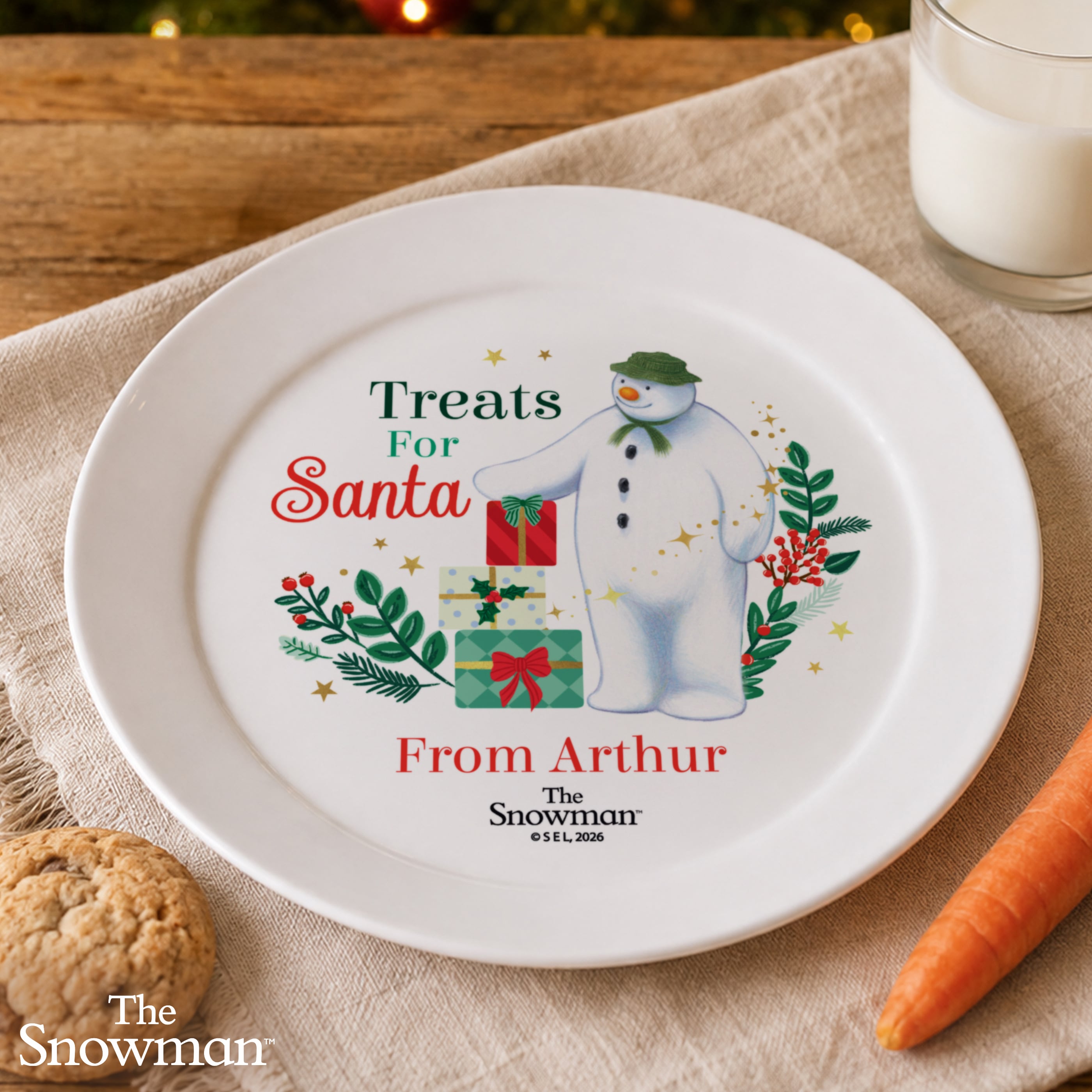 Personalised The Snowman Treats For Santa Plastic Plate