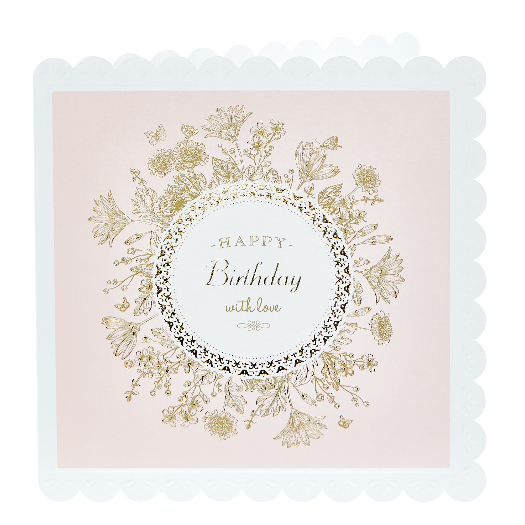Birthday Card - With Love Gold Flowers