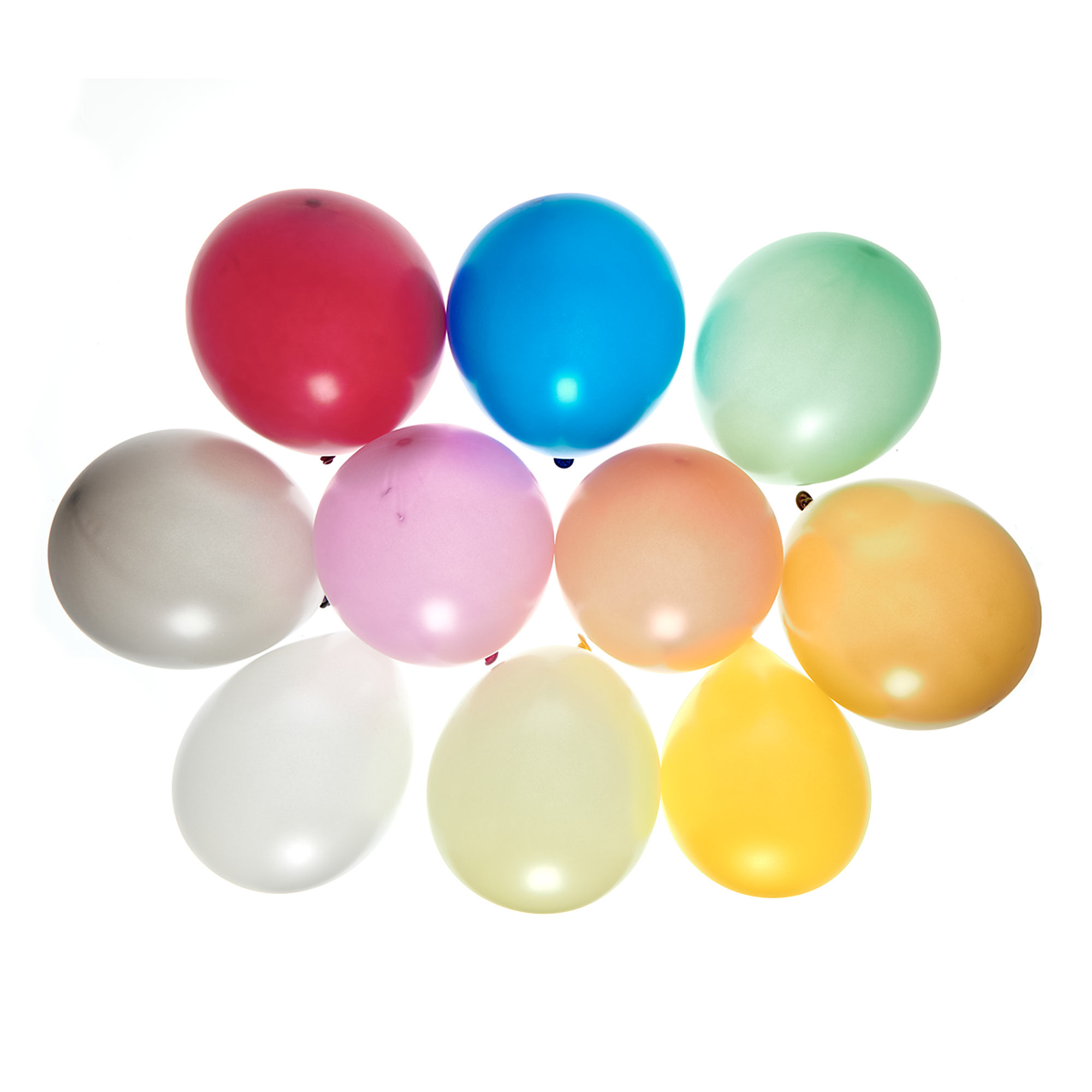 Assorted Colours 12-Inch Shiny Latex Balloons - Pack of 50