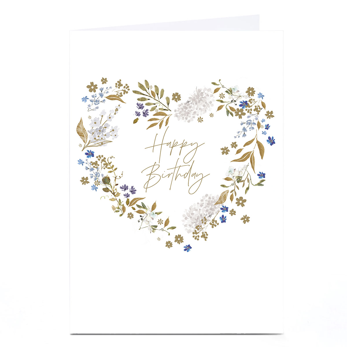 Personalised Birthday Card - Floral Gold Heart