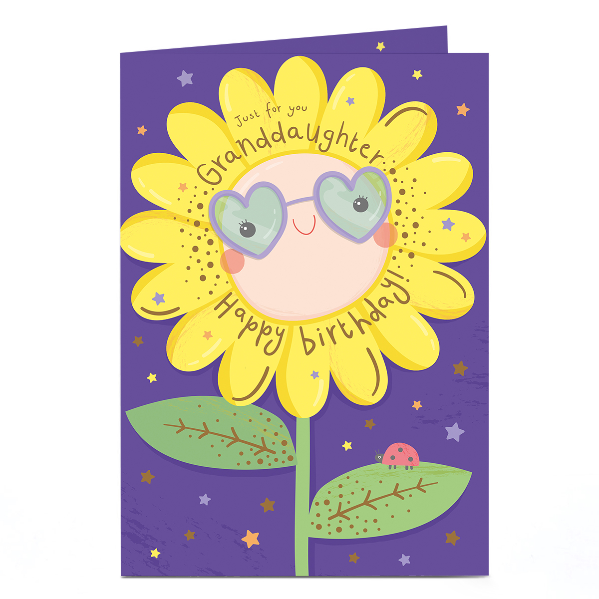Birthday Card - Just For You Sunflower, Granddaughter