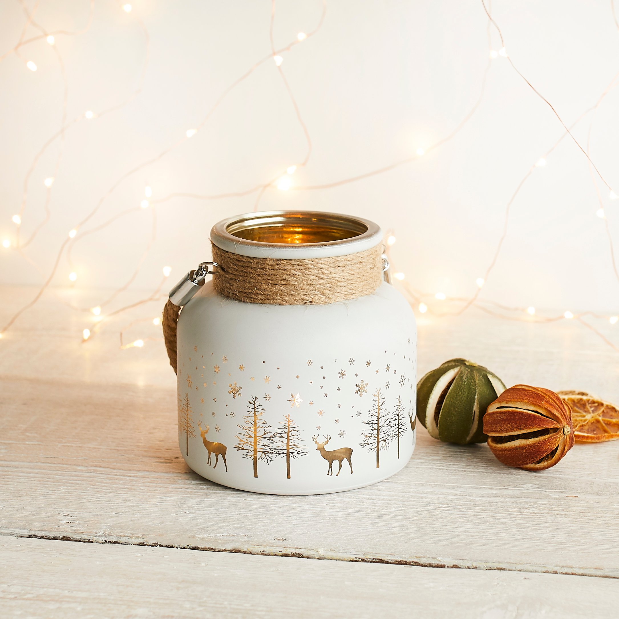 Medium Christmas Candle Holder with Rope 