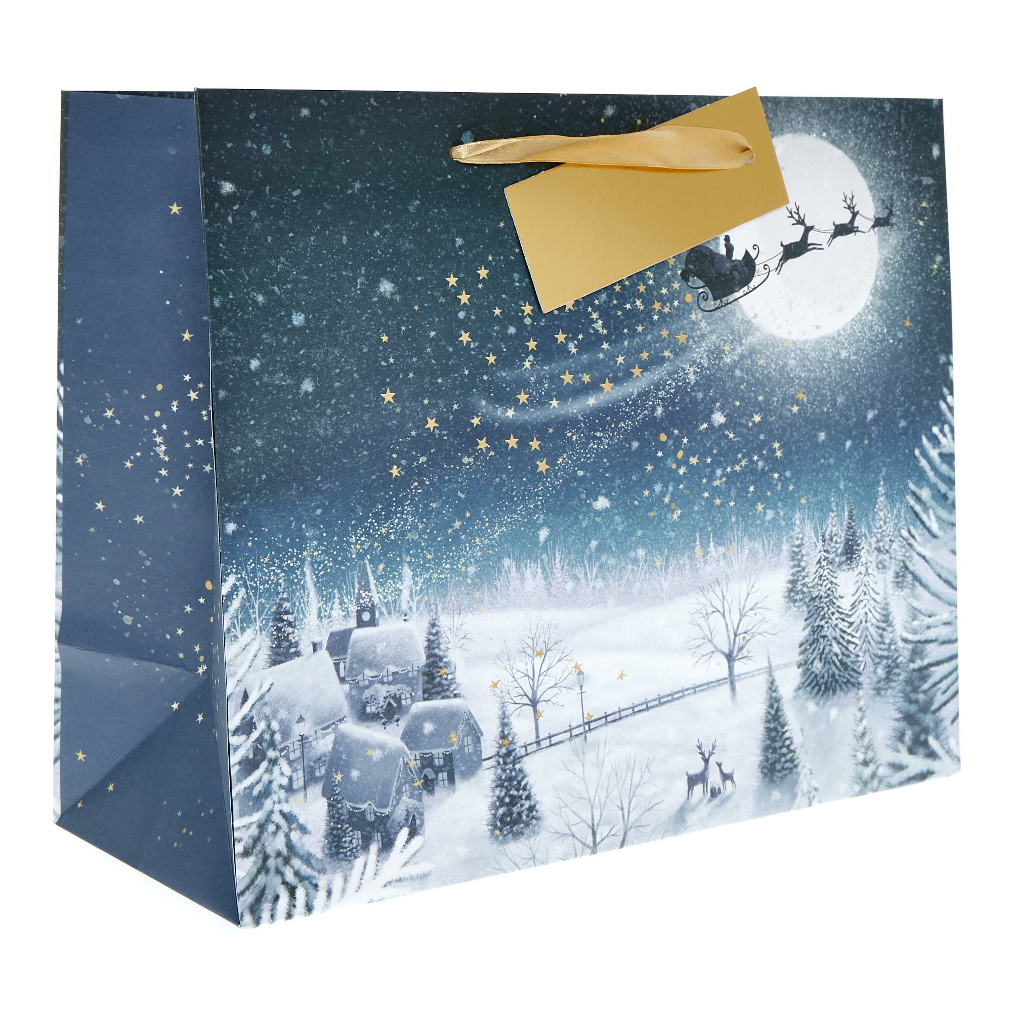 Large Landscape Snowy Night Christmas Gift Bag