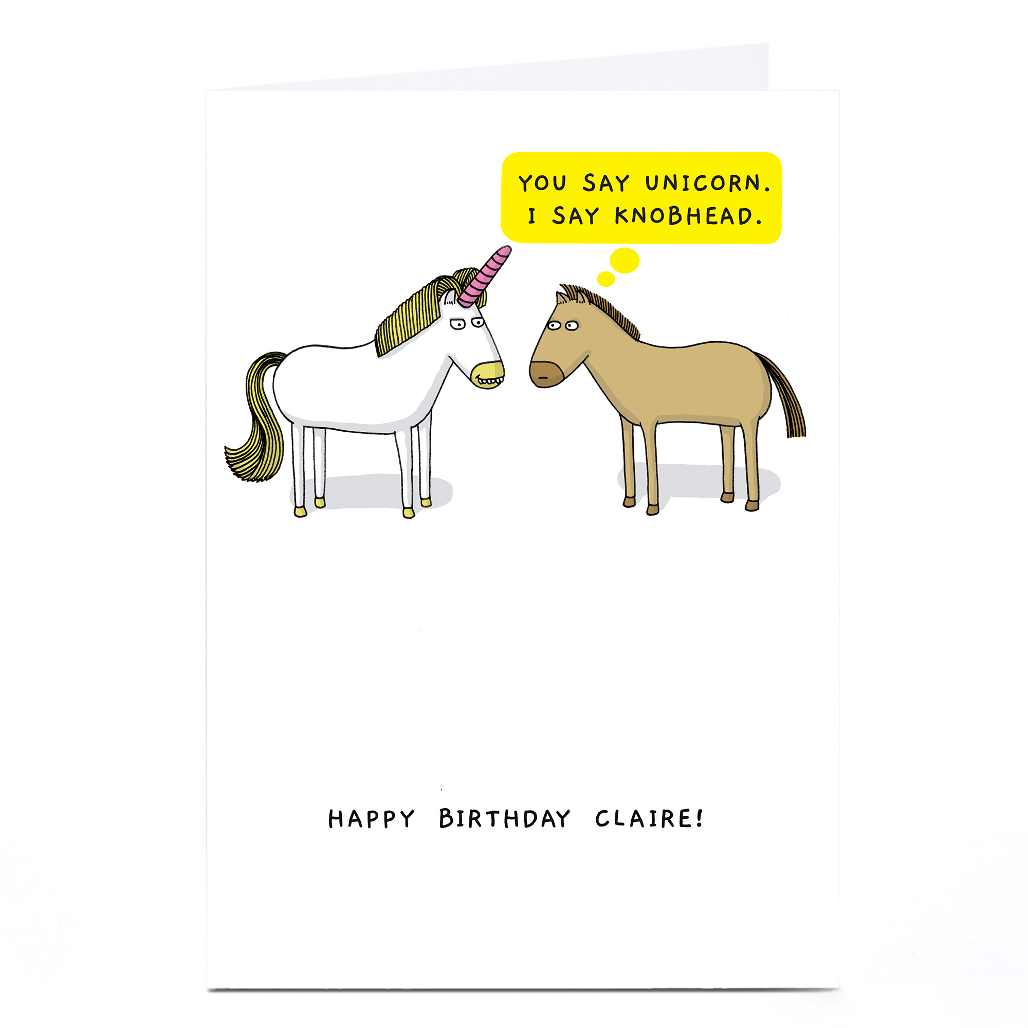 Personalised Mungo & Shoddy Birthday Card - You Say Unicorn...