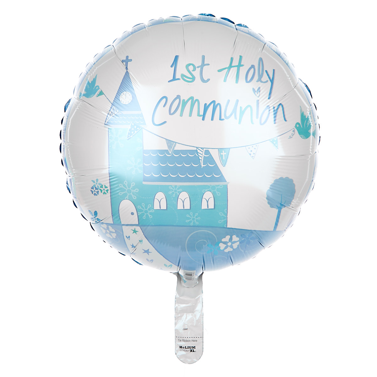 1st Holy Communion 18-Inch Foil Helium Balloon - Blue Church