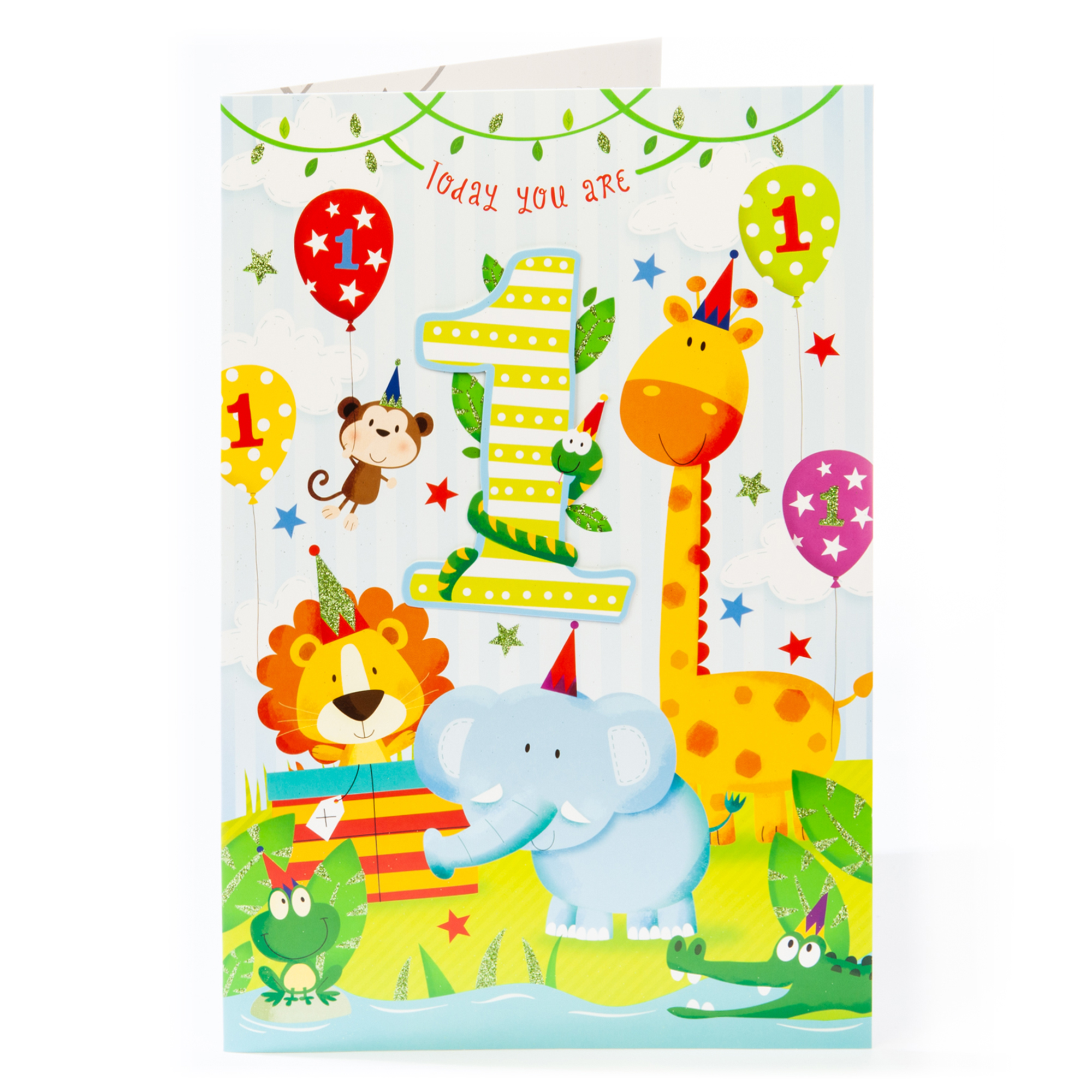 Giant 1st Birthday Card - Jungle Animals 