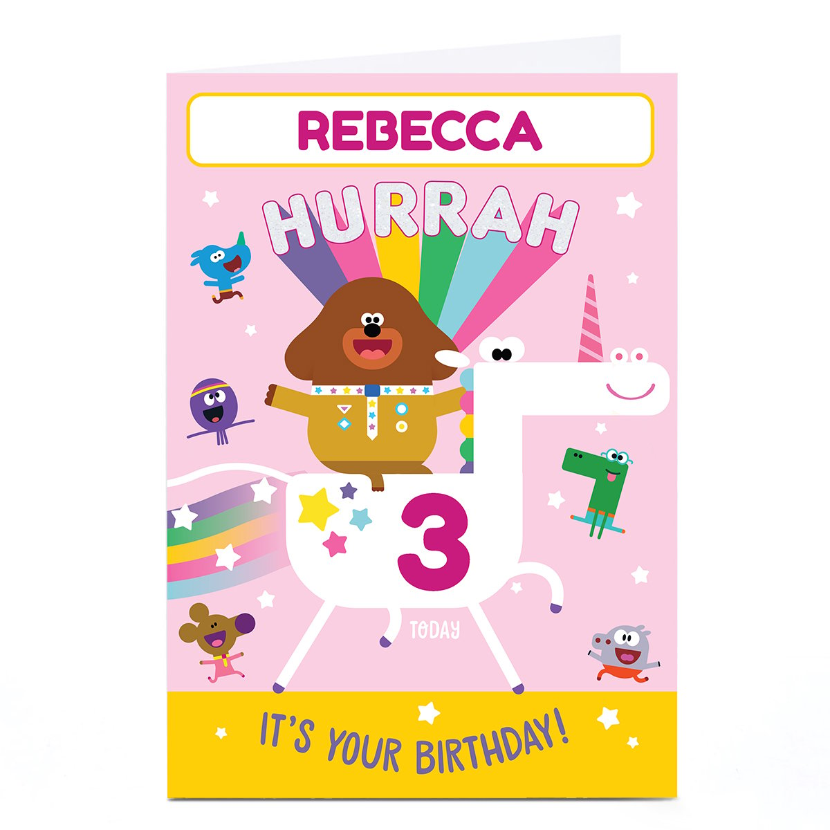 Personalised Hey Duggee Birthday Card - Unicorn